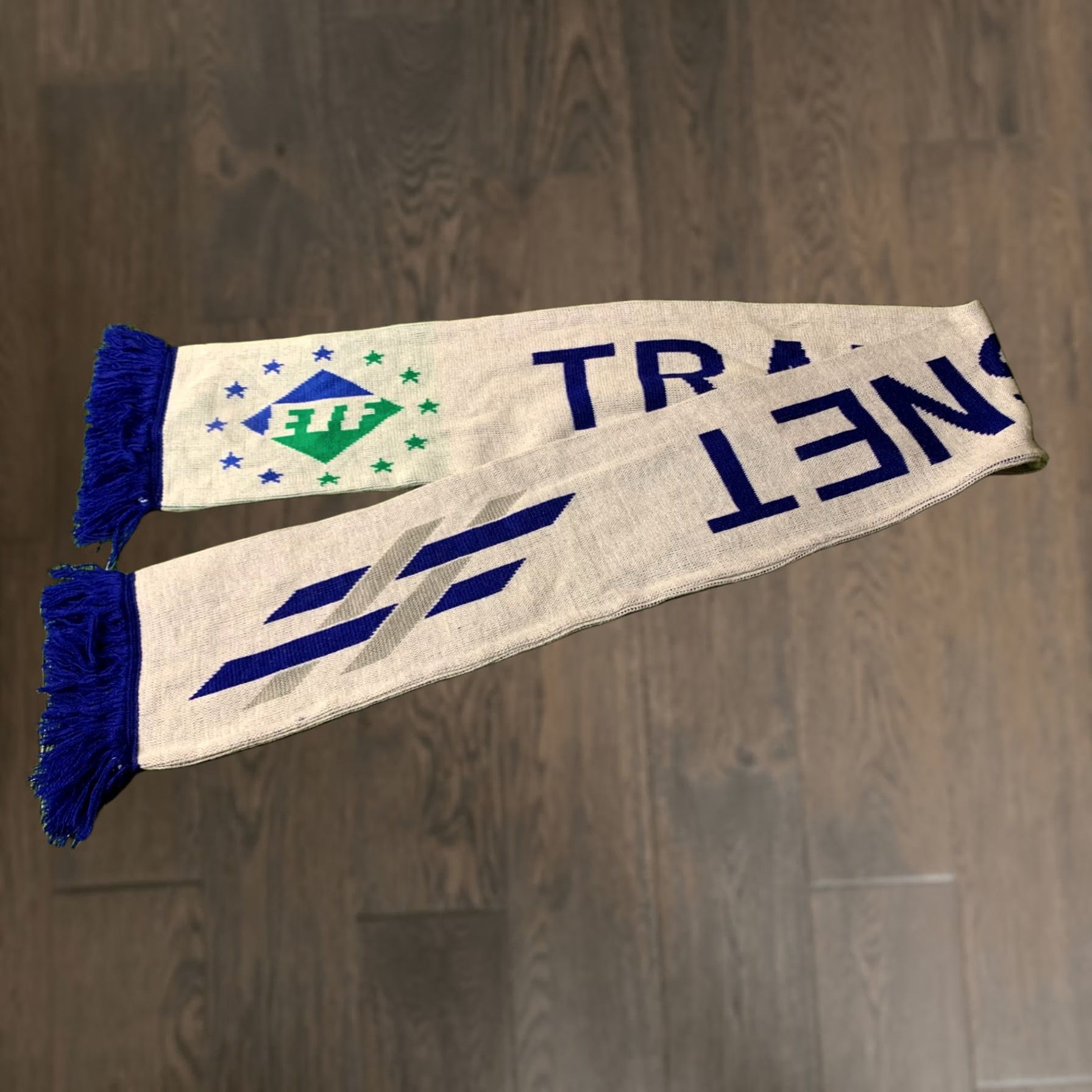 Vintage TRANSNET Official Product Scarf Men One Size White Blue Size ONE SIZE - 1 Thumbnail