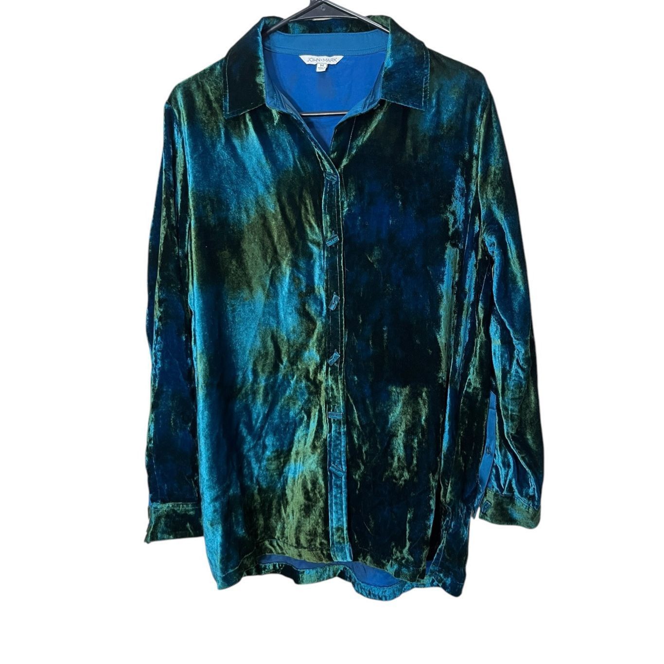 Other John Mark Tie Dye Green Blue Velvet Collared Tunic Size M Size M / US 6-8 / IT 42-44 - 1 Thumbnail