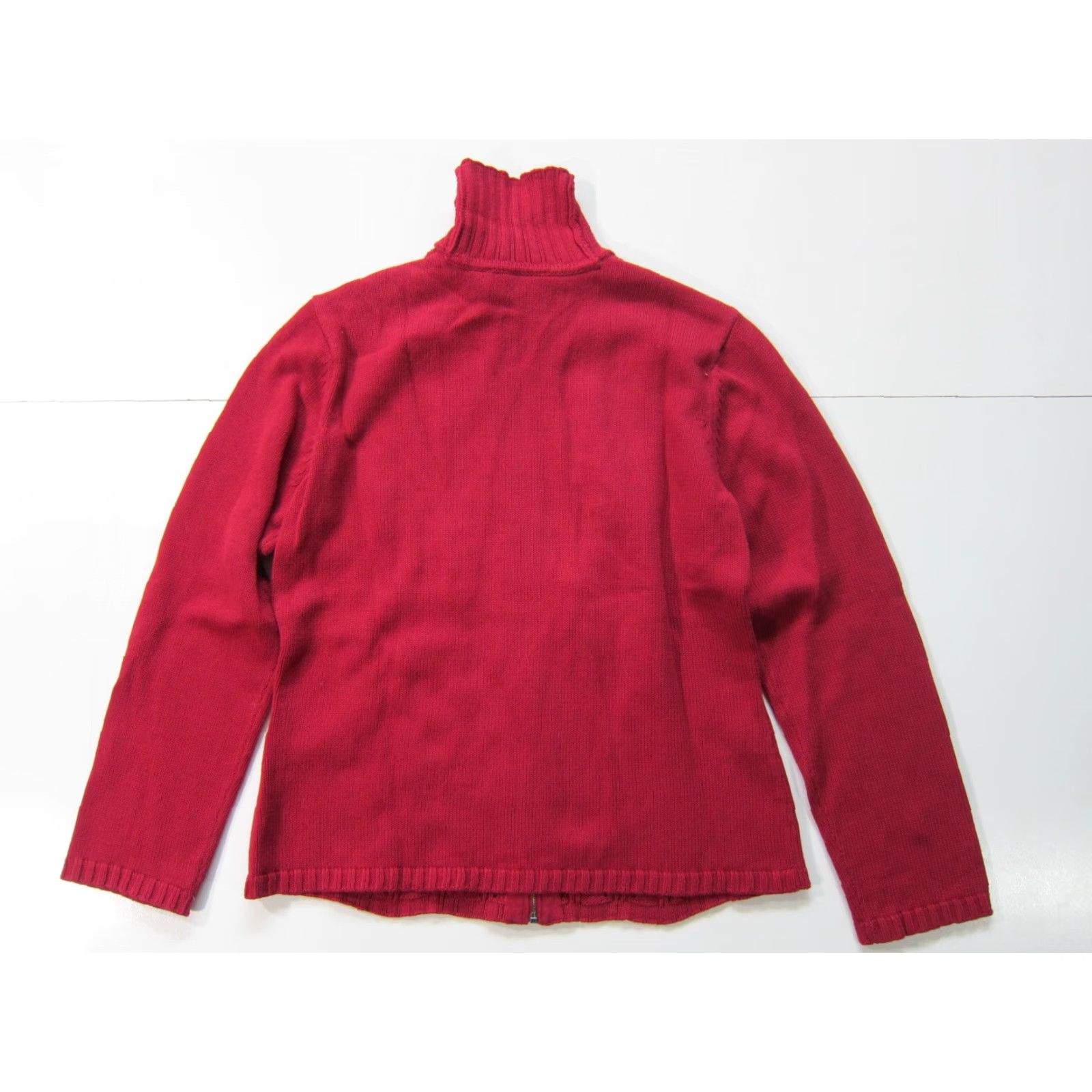 Vintage VINTAGE Caslon 100% Cotton Moroccan Red Knit Collared Zip Cardigan Sweater Women LP Size L / US 10 / IT 46 - 2 Thumbnail