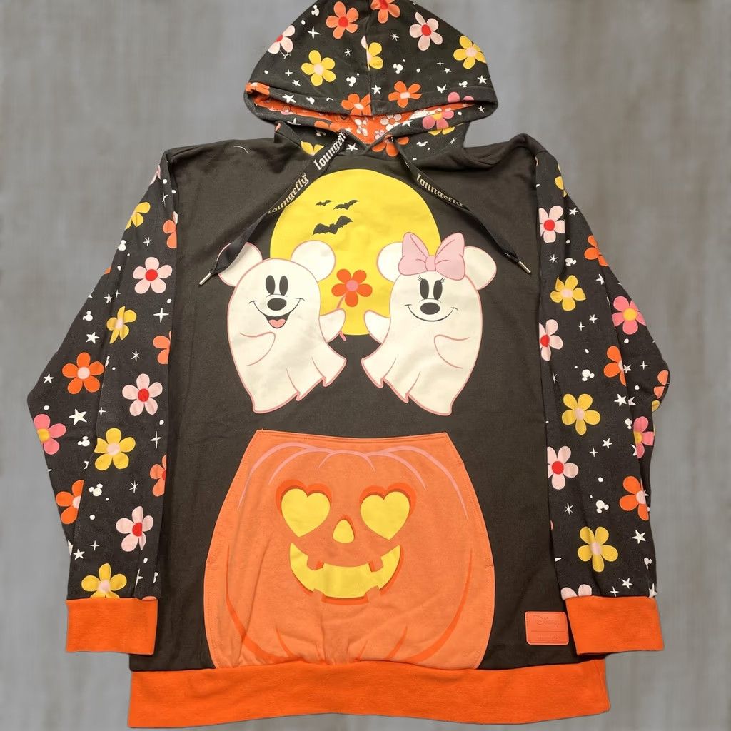 Vintage VINTAGE Loungefly Hoodie Mens Medium Black Mickey Minnie Ghost Pumpkin Fleece Pullover Size US M / EU 48-50 / 2 - 1 Thumbnail