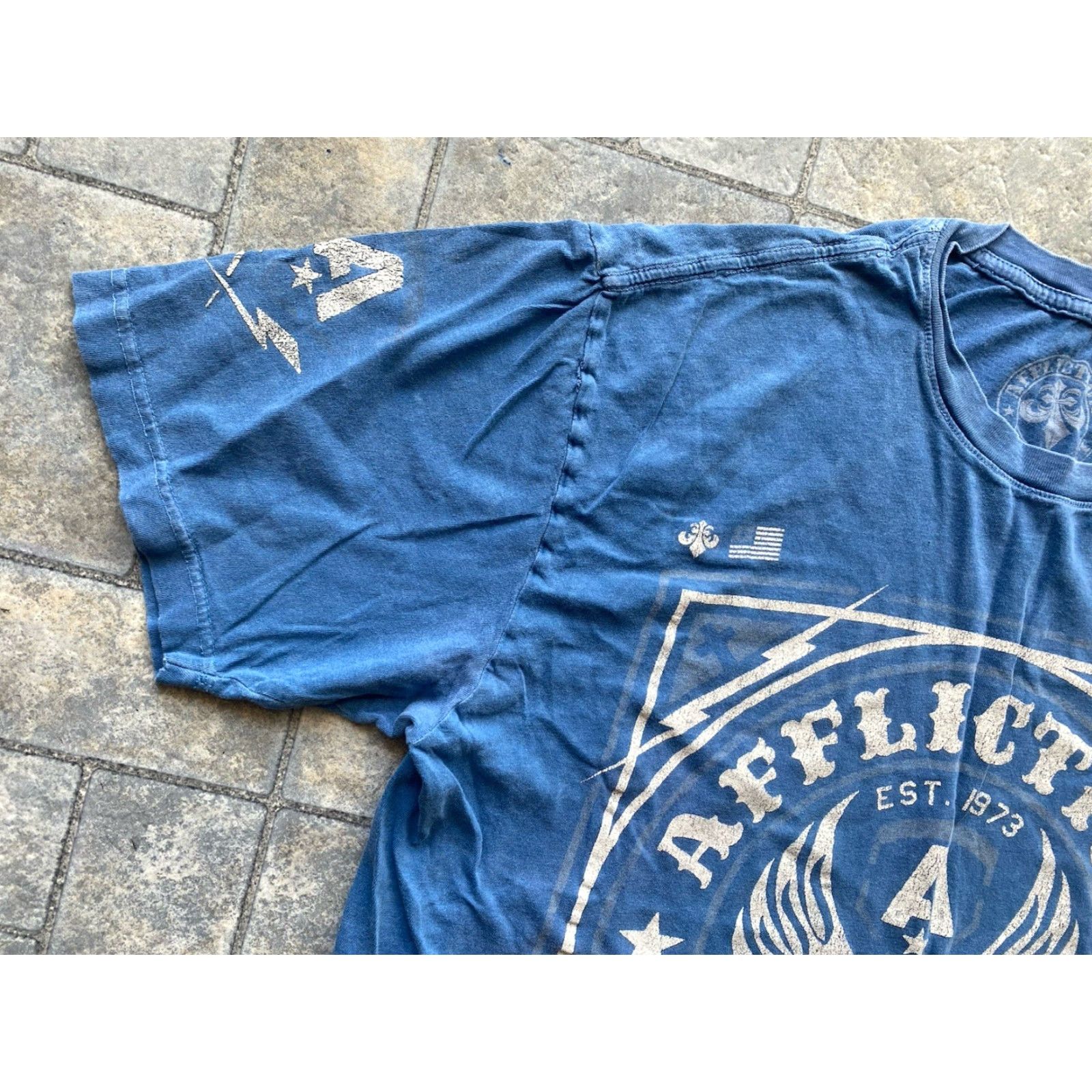 Affliction Affliction T-Shirt Men XL Blue Live Fast Skull Wings Size US XL / EU 56 / 4 - 4 Thumbnail
