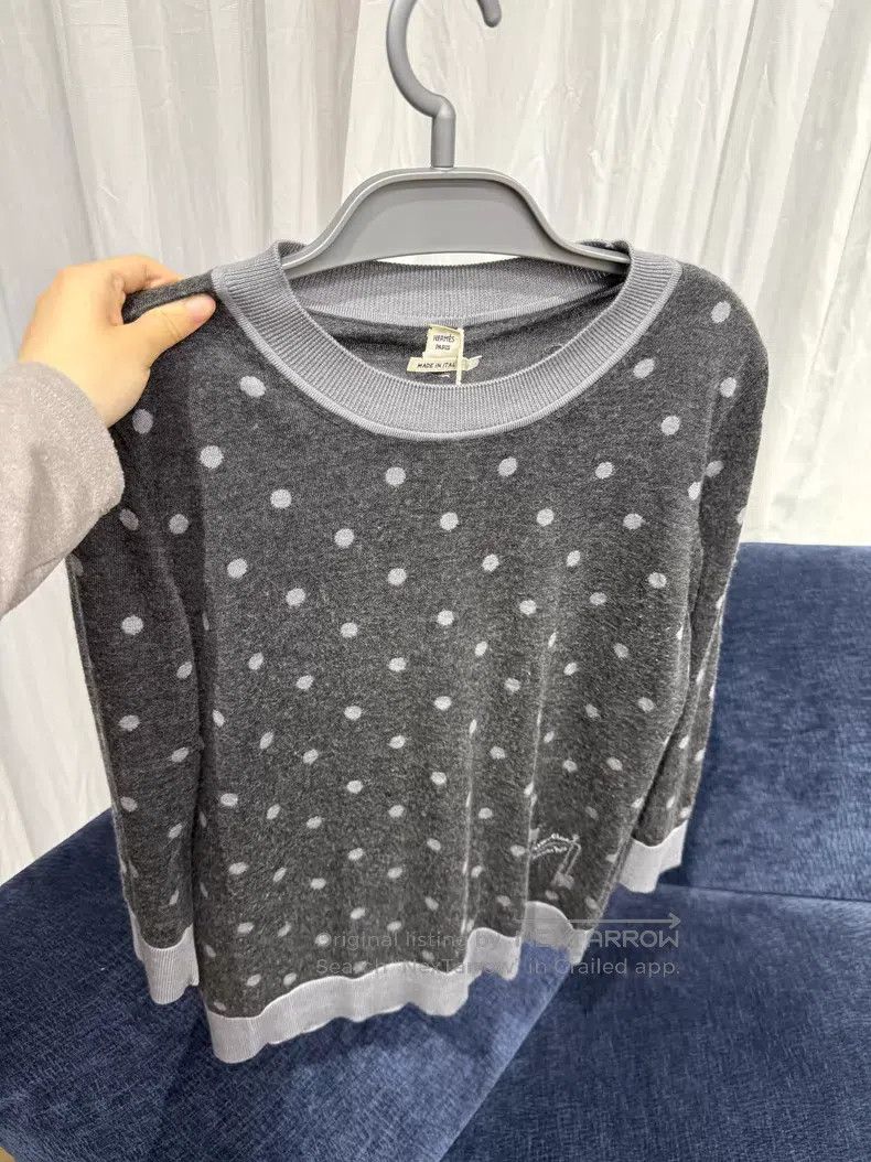 Hermes Hermes Polka Dot High-Neck Knit Top Size S / US 4 / IT 40 - 1 Thumbnail