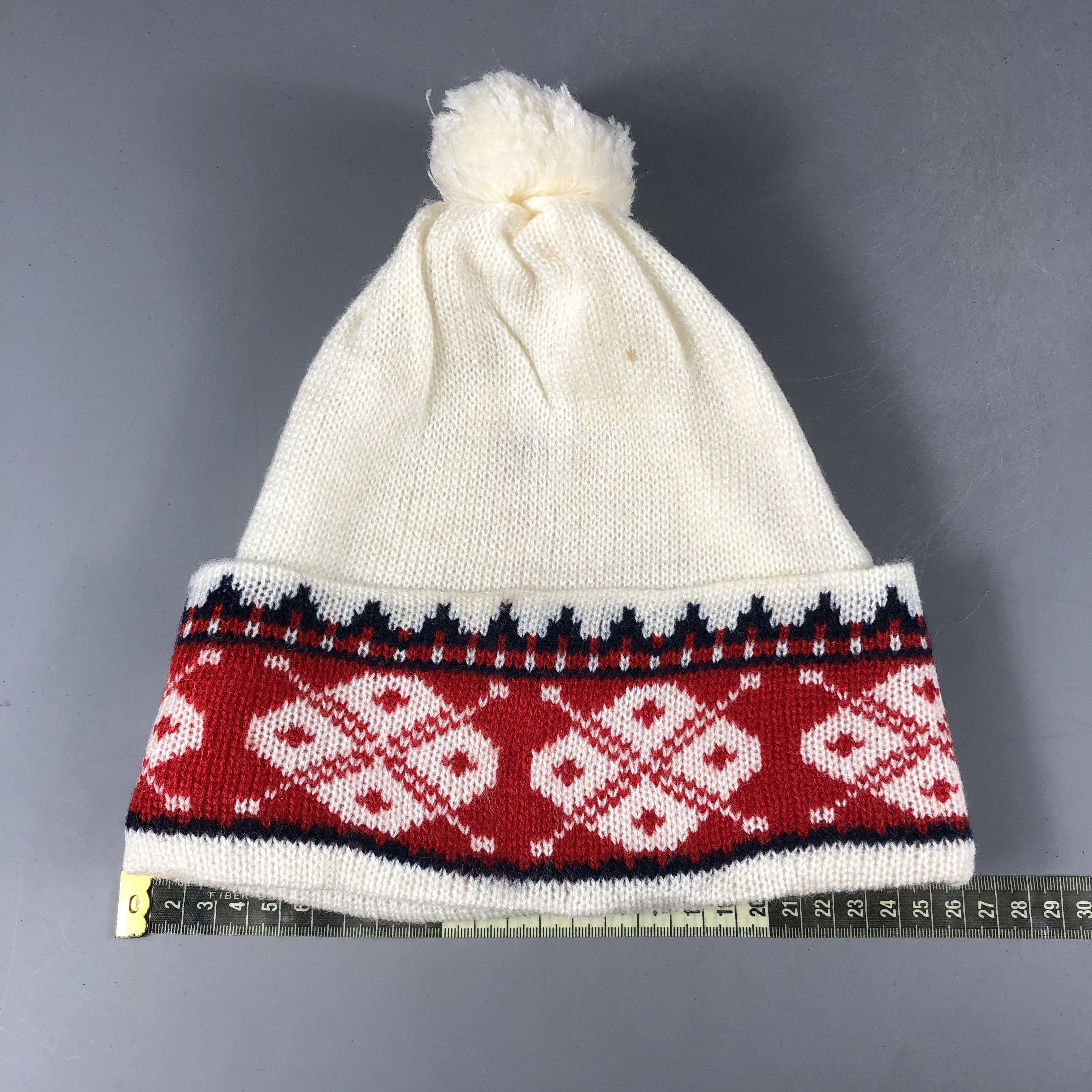 Vintage Unknown Fair Isle PomPom Beanie Snow Hat Snow Cap -D1174 Size ONE SIZE - 3 Thumbnail