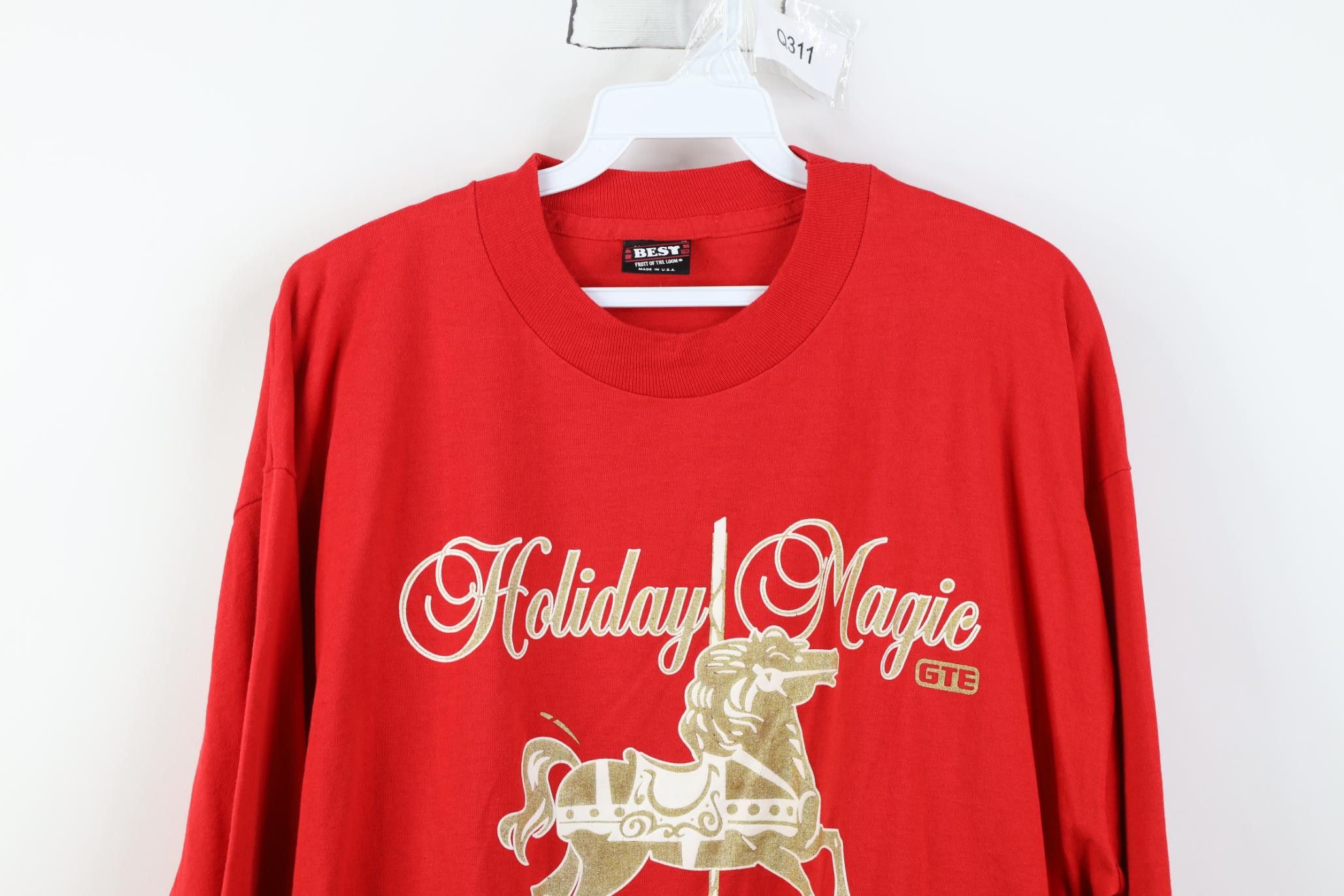 Vintage Vintage 90s Christmas Holiday Magic Merry Go Horse T-Shirt Size XL / US 12-14 / IT 48-50 - 2 Thumbnail