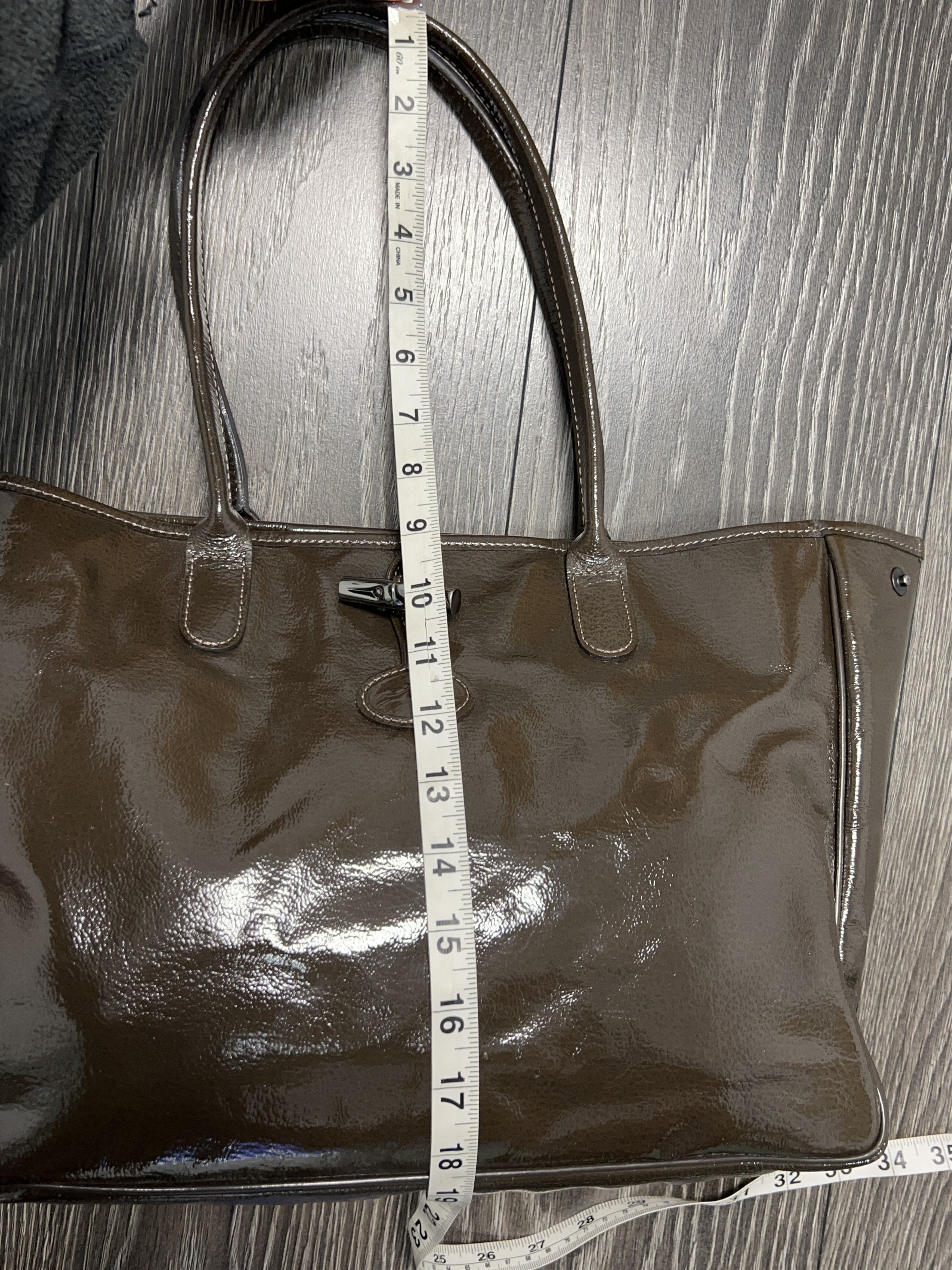 Longchamp Paris Roseau Patent Leather Tote Bag Handle Shoulder Bag Size ONE SIZE - 11 Thumbnail