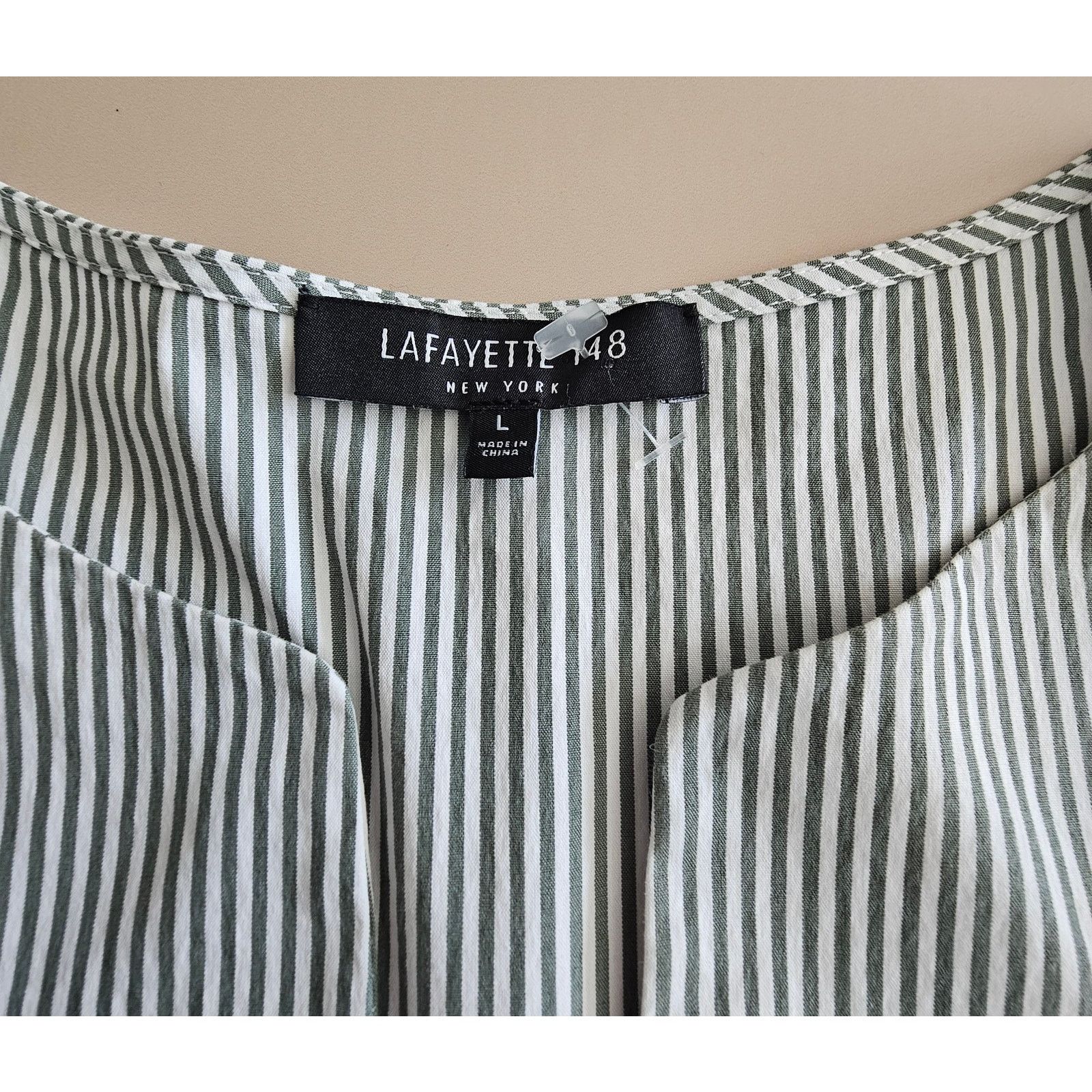 Lafayette 148 Lafayette 148 Khloe Striped Split Sleeves w/Ties Tunic Top L Size L / US 10 / IT 46 - 12 Thumbnail