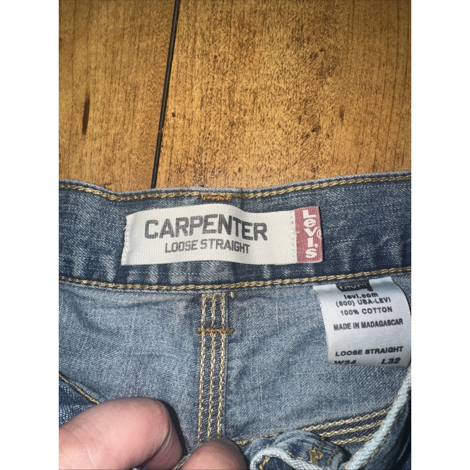 Levi's × Vintage Levi’s Carpenter Jeans 36x30 Loose Fit Baggy Workwear Y2K Size US 36 / EU 52 - 4 Thumbnail