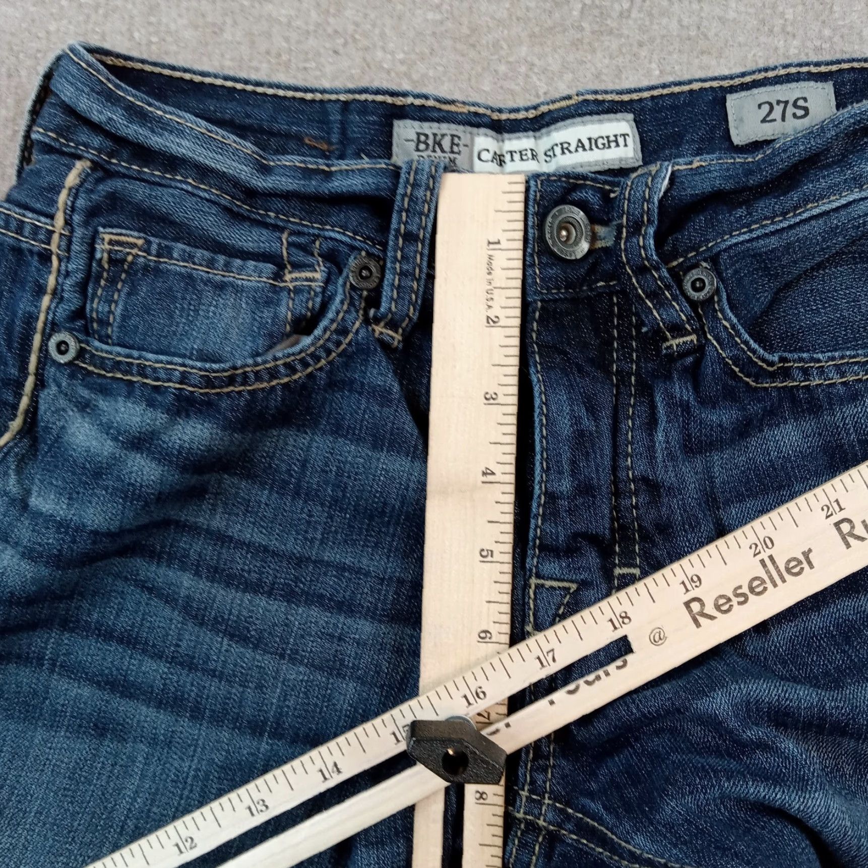 Vintage Buckle BKE Mens 27x28 Blue Denim Straight Jeans Casual Button Fly Cotton Size US 27 - 7 Thumbnail