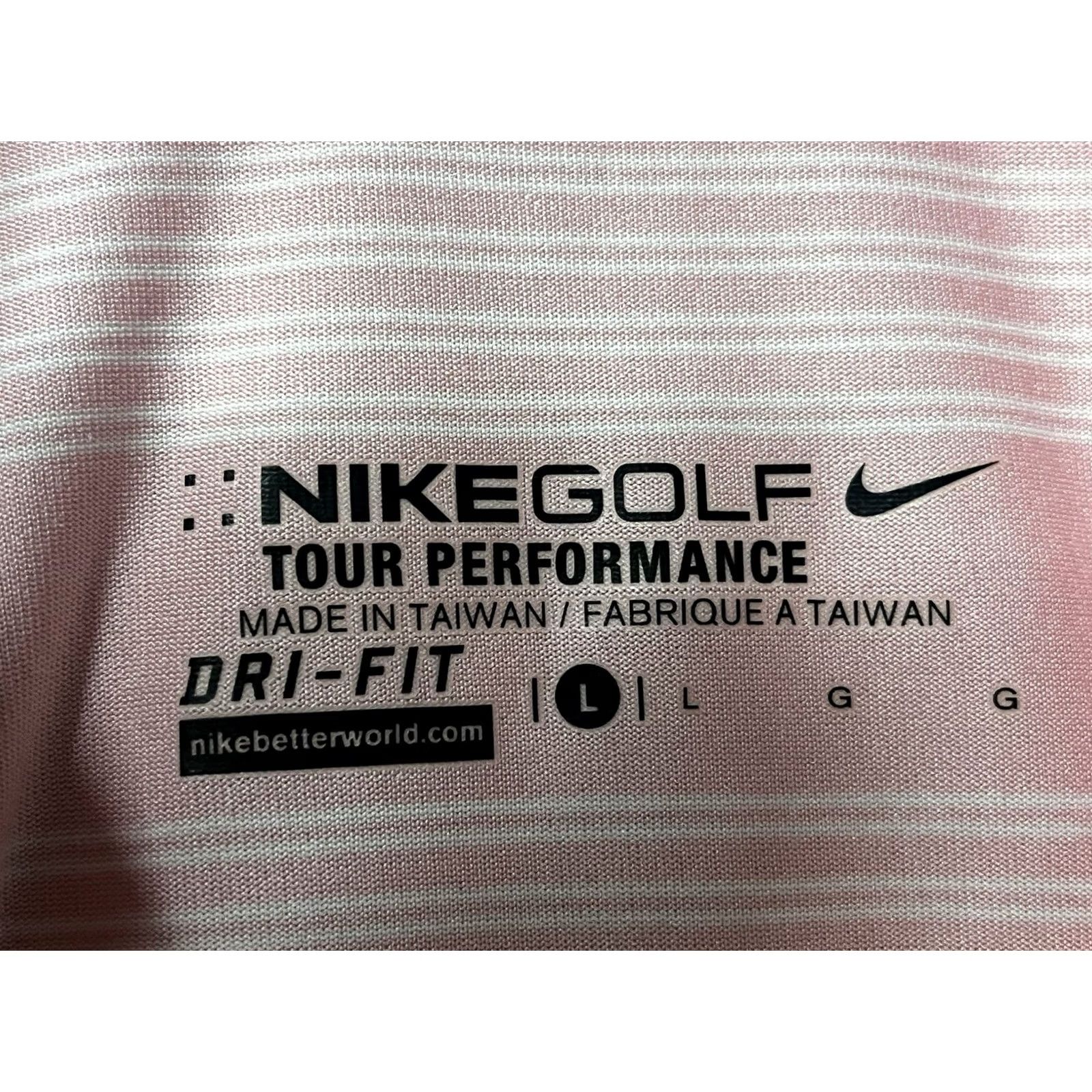 Nike Nike Golf Polo Shirt Mens Large Pink Striped Hawaii Logo Performance Dry Fit Size US L / EU 52-54 / 3 - 7 Thumbnail