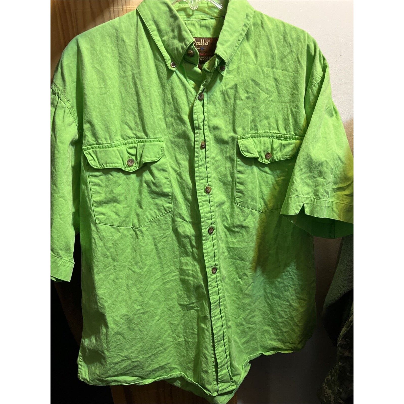 Walls Walls Vintage Shirt Men’s L Green Short Sleeve Pockets Ranch Size US L / EU 52-54 / 3 - 13 Thumbnail