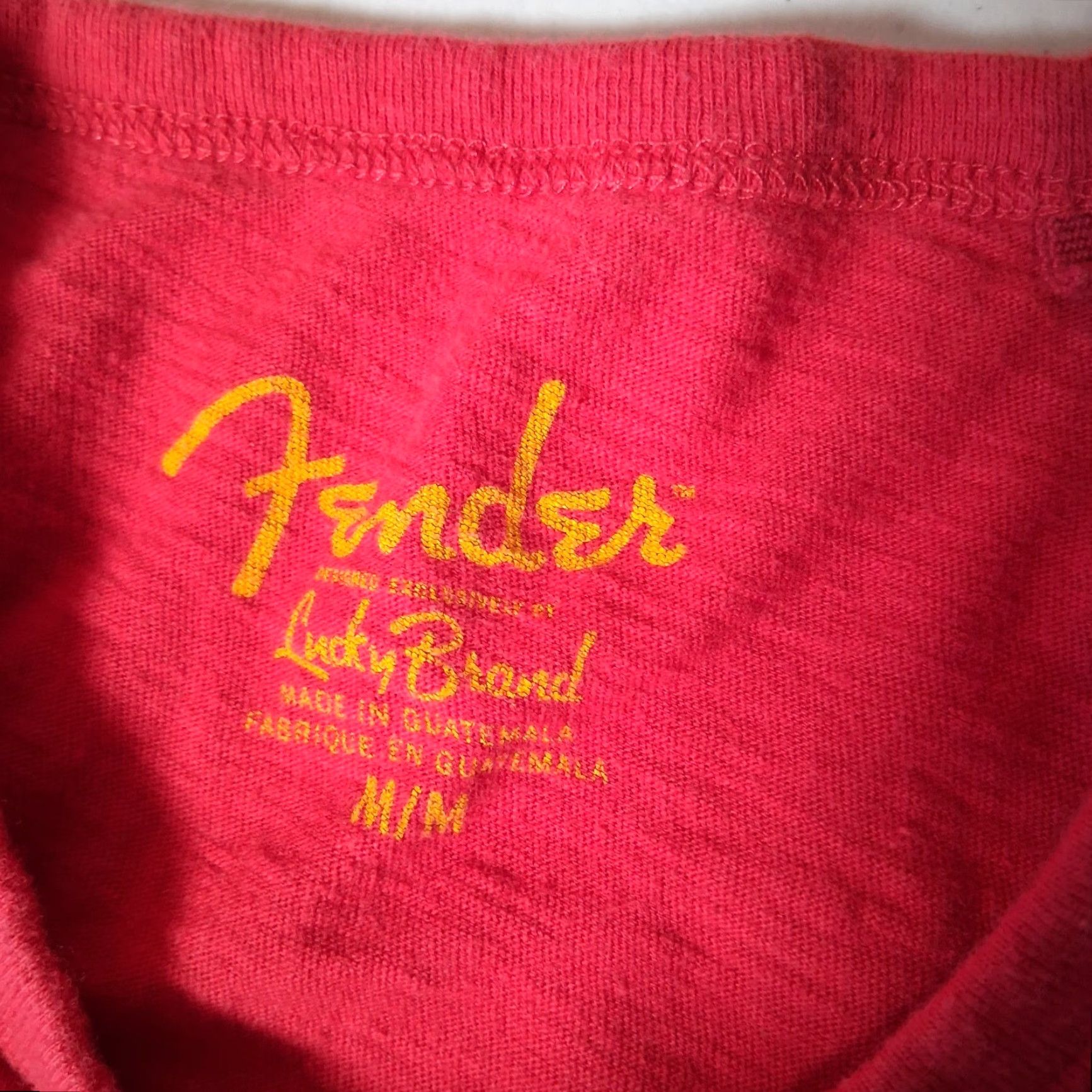 Lucky Brand Lucky Brand Fender Shirt T-Shirt Crew Neck Short Sleeve Red Cotton Graphic Music Guitar Amps Strings Distressed Mens M Size US M / EU 48-50 / 2 - 7 Thumbnail
