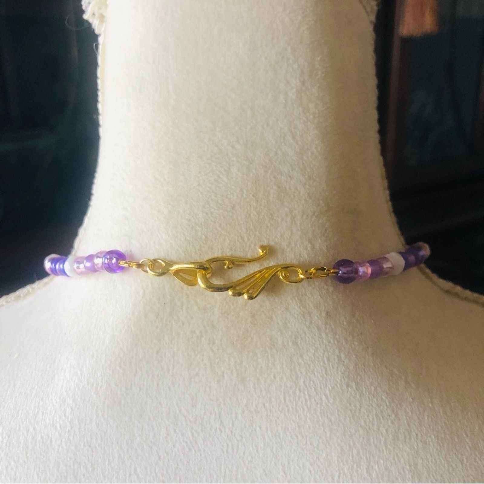 Handmade Handcrafted opal amethyst moon glow crystal beaded necklace Size ONE SIZE - 7 Thumbnail