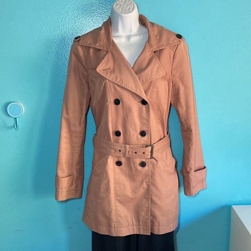 Les Copains Comptoir Des Cotonniers Womens Pale Mauve Trench Coat Size L Size L / US 10 / IT 46 - 1 Thumbnail