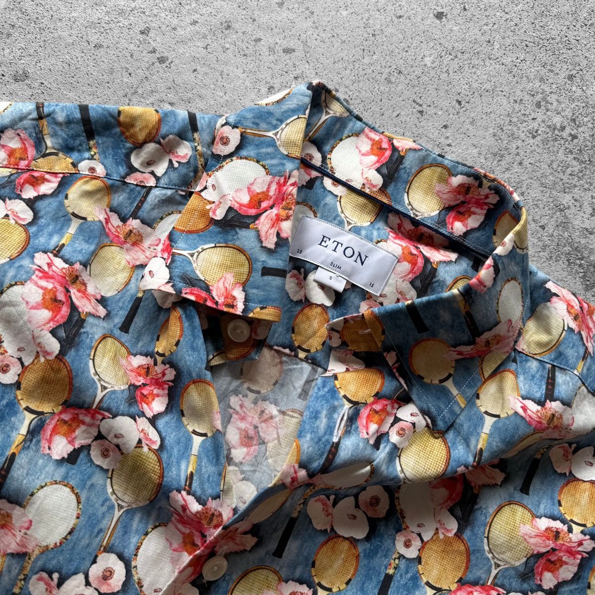 Eton Eton Multicolor Floral Tennis Racket Print Slim Button Shirt Size US S / EU 44-46 / 1 - 4 Thumbnail