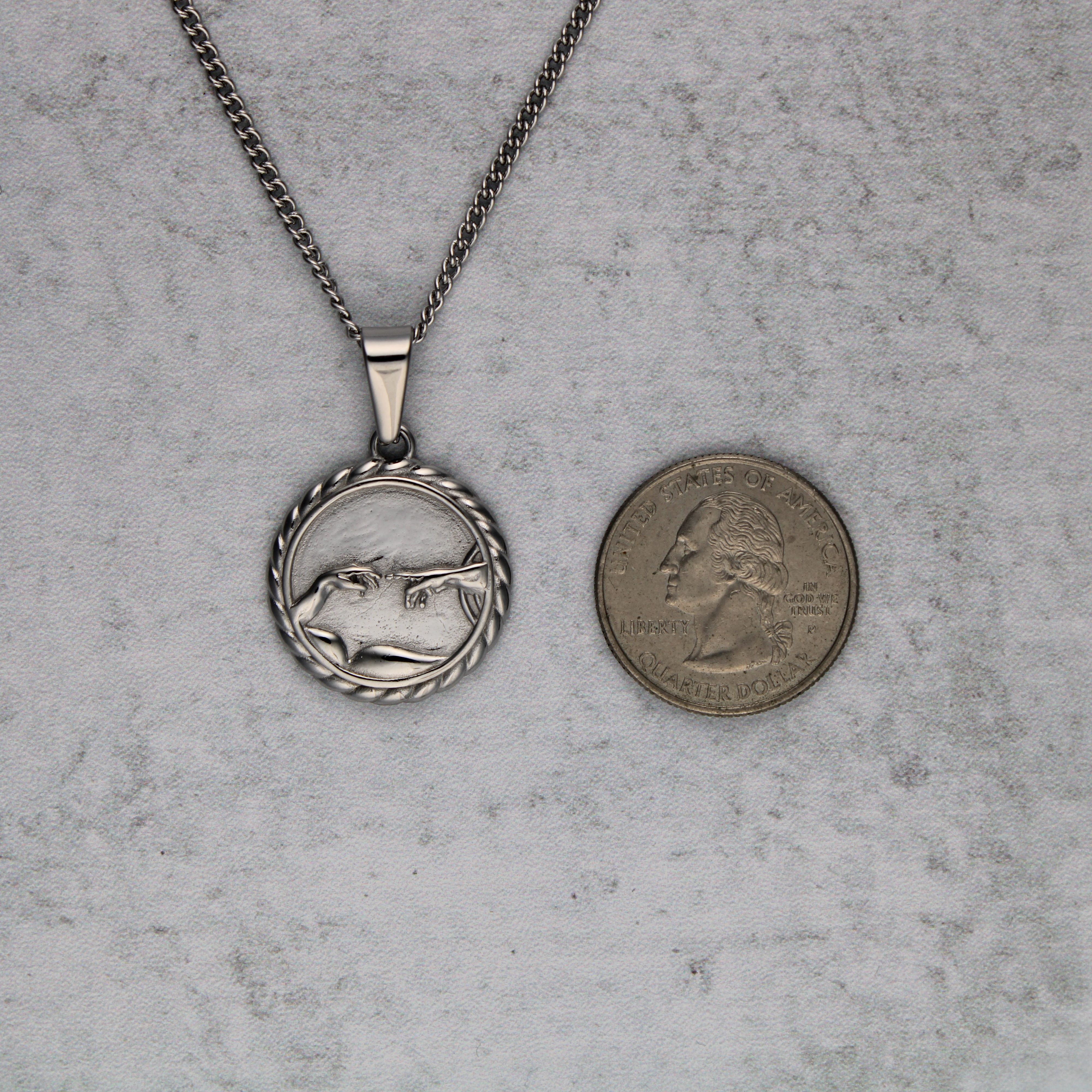 Jewelry Silver Creation of Adam Pendant Chain Necklace Size ONE SIZE - 5 Thumbnail