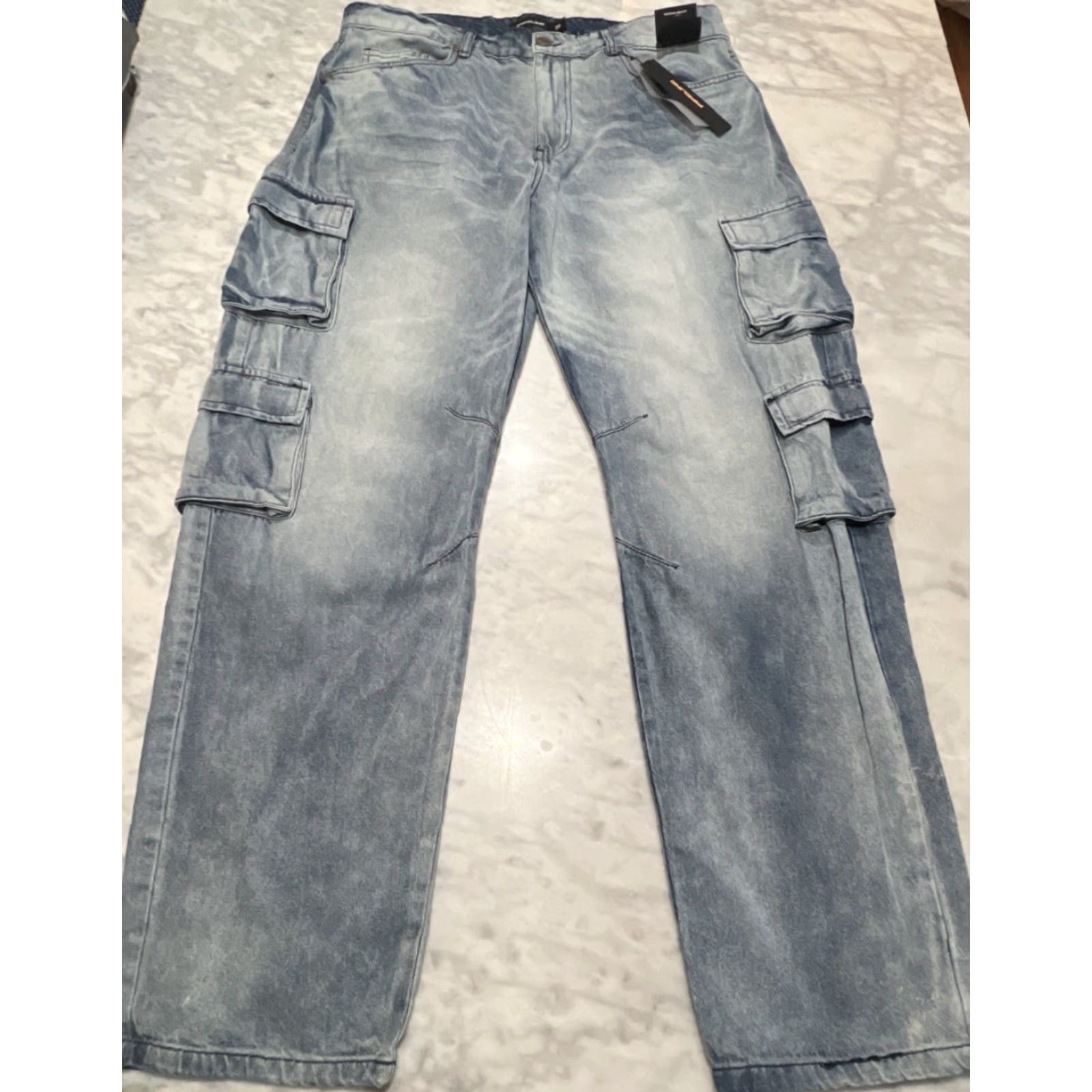 Vintage Pipeline Cargo Jeans Men 38 Relaxed Fit Light Wash Grunge NWT Java? Size US 38 / EU 54 - 2 Thumbnail