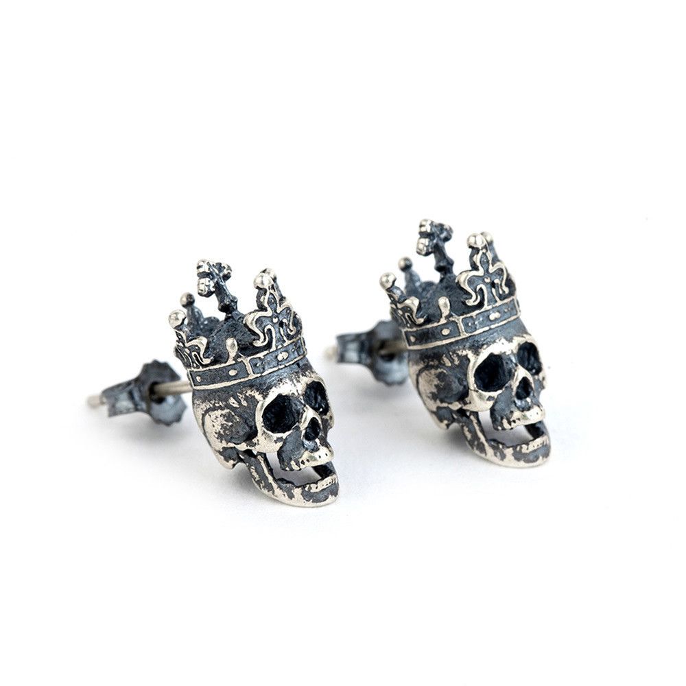 Jewelry Skull Modern Earrings One Pairs Chrome Jewelry Size ONE SIZE - 6 Thumbnail