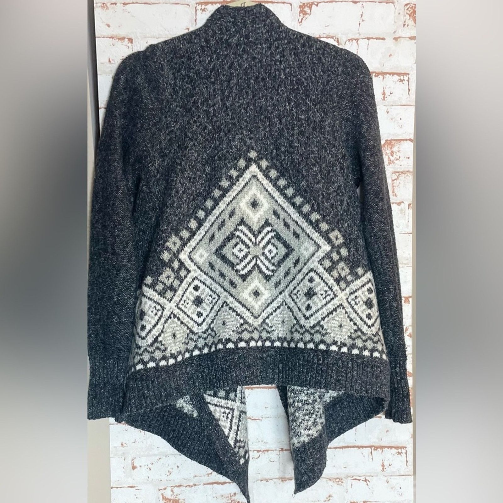 Hollister Hollister Charcoal and Cream Patterned Cardigan Size M / US 6-8 / IT 42-44 - 3 Thumbnail