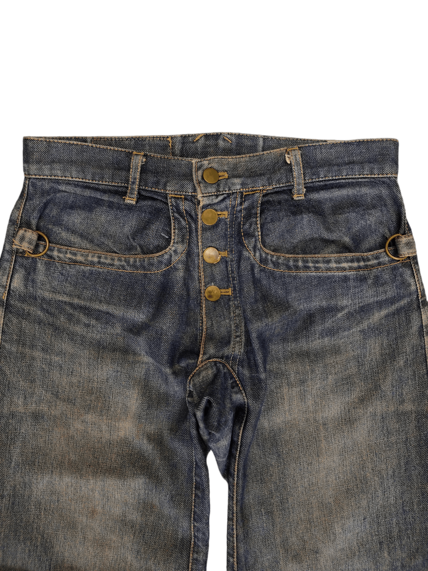 Beauty Beast Beauty Beast Buckle Back Distress Faded Denim Jeans Size US 30 / EU 46 - 2 Thumbnail