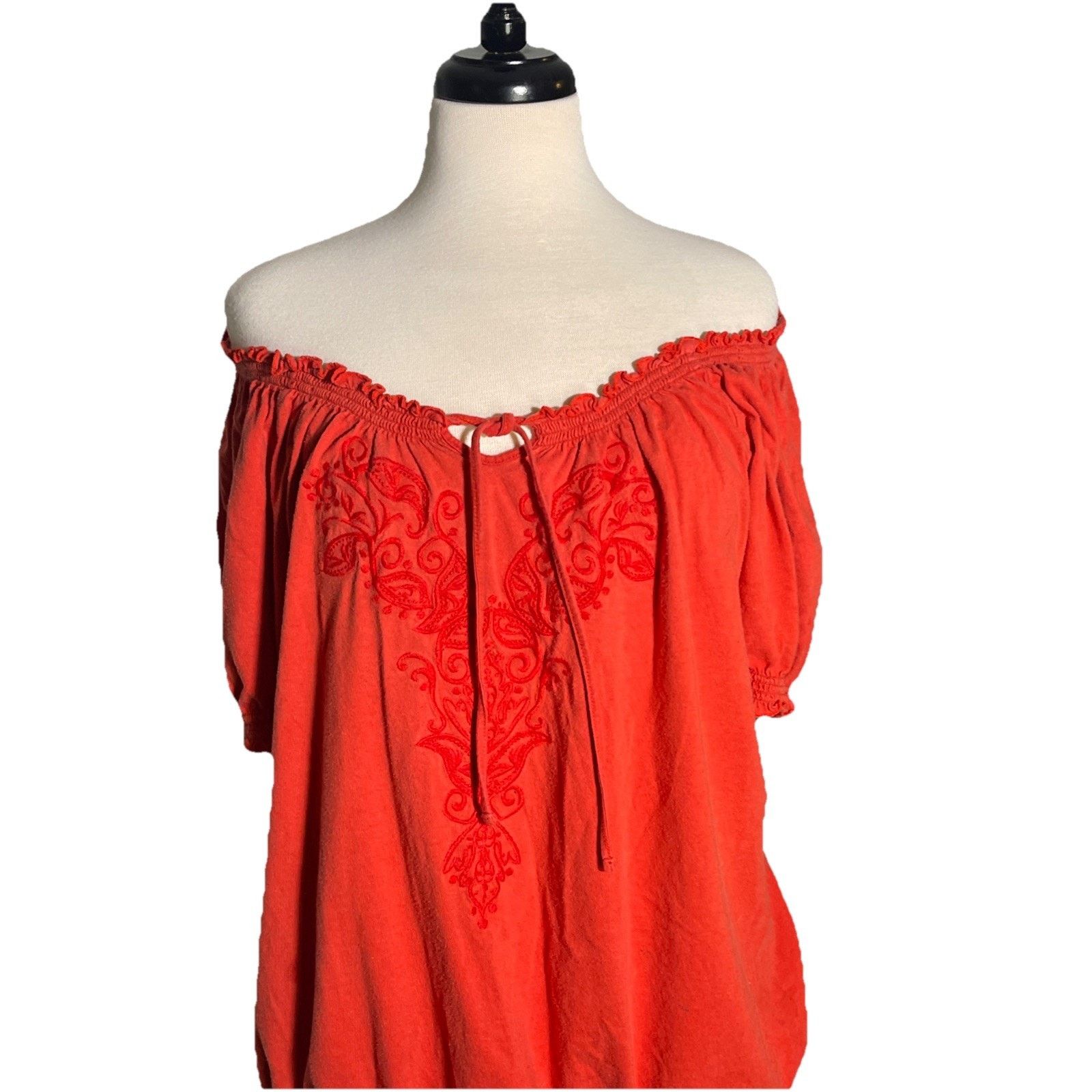 Croft & Barrow Croft & Barrow Shirt Women's 2X Orange Top Embroidered Size XXL / US 16-18 / IT 52-54 - 3 Thumbnail