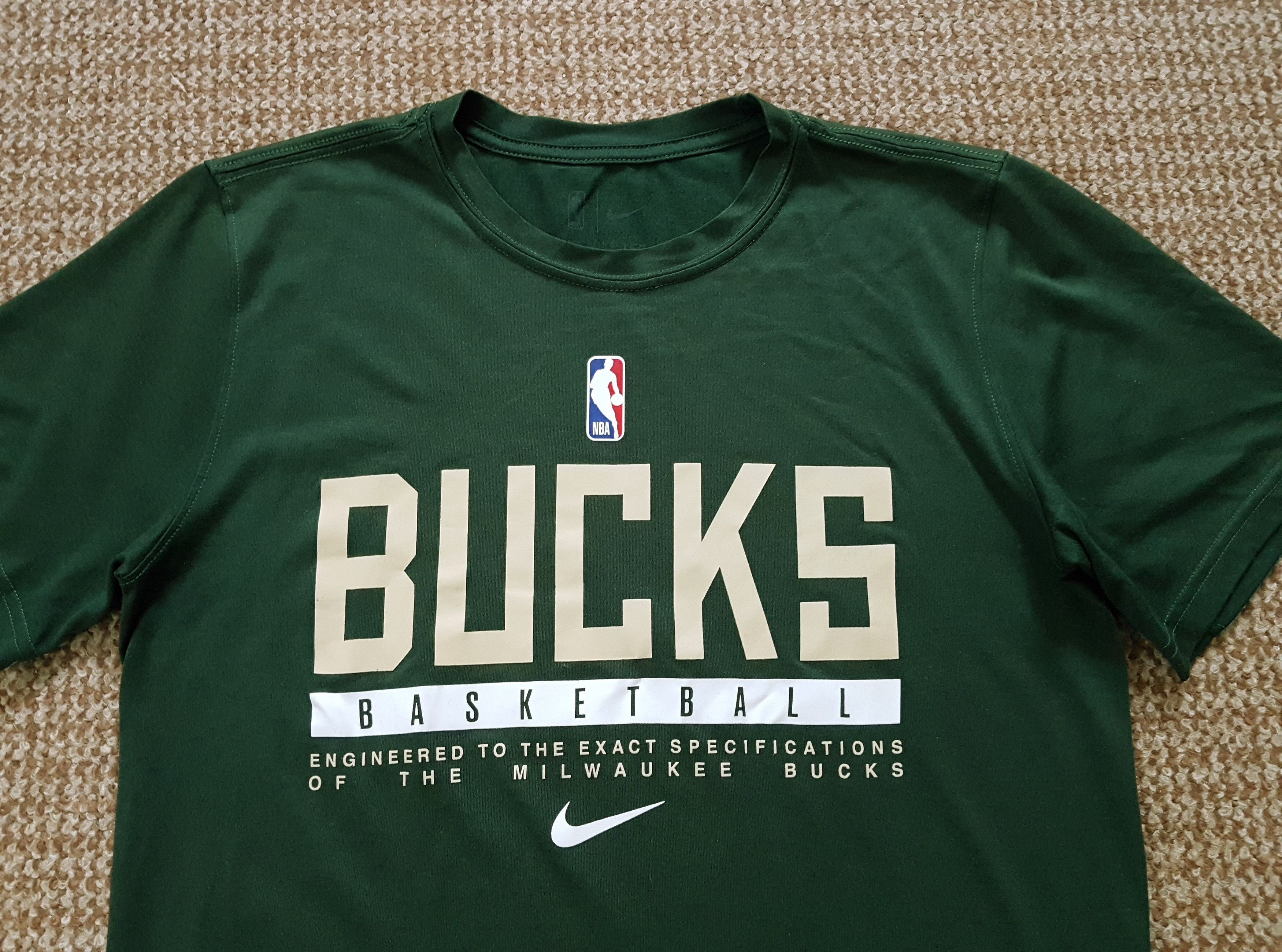 NBA Nike NBA Milwaukee Bucks Training Tee Shirt Jersey Dri-Fit Size US S / EU 44-46 / 1 - 2 Thumbnail