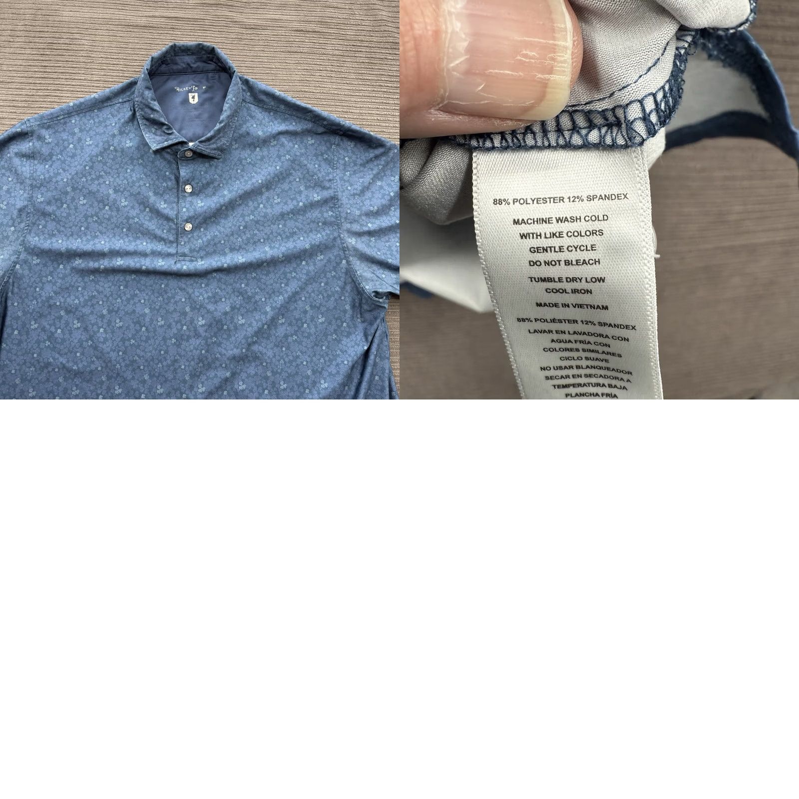 Vintage Hickey Freeman Polo Shirt Men XL Blue Floral Print Golf Polo Shirt Casual Athletic Button Logo Short Sleeve Size US XL / EU 56 / 4 - 8 Thumbnail
