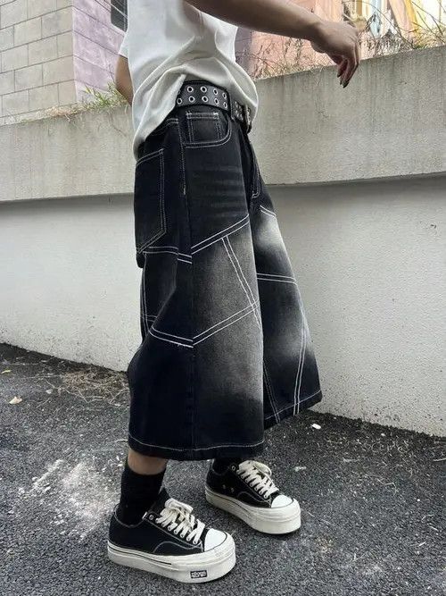 Japanese Brand WASHED opium jorts GOTHIC punk Y2K Size US 36 / EU 52 - 3 Thumbnail