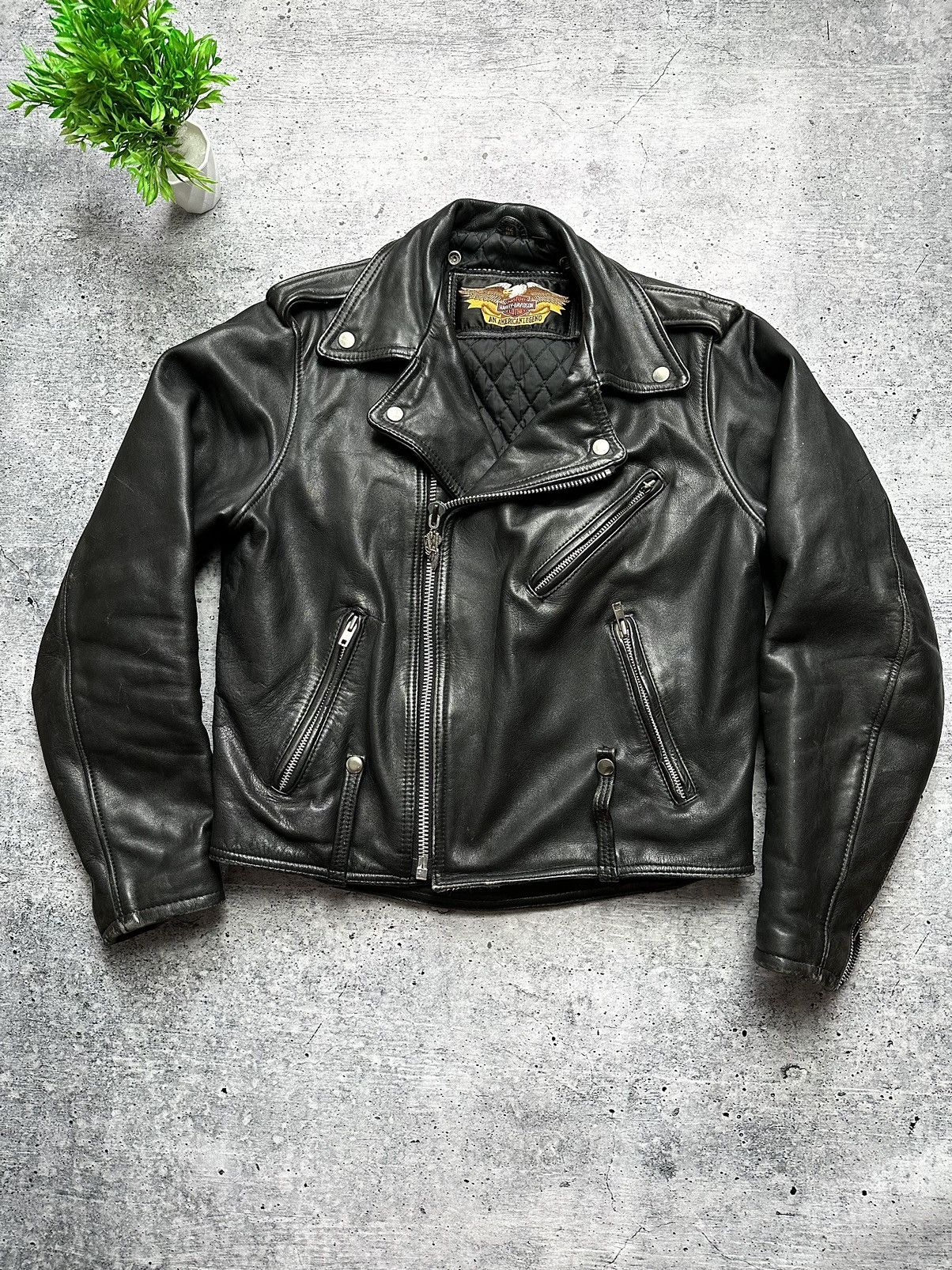 Harley Davidson RARE🔥 Harley Davidson Motorcycle Leather Biker Moto Jacket! Size US S / EU 44-46 / 1 - 1 Thumbnail