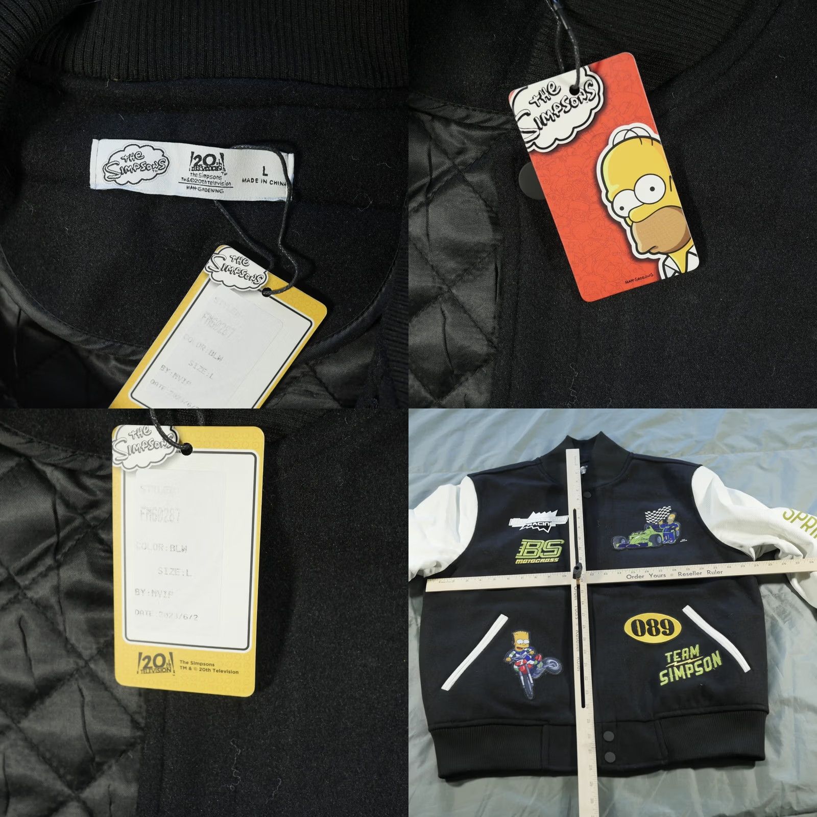 Vintage The Simpsons Jacket Mens Large Black Varsity Bomber Zip Big Letter Freeze Homer Bart Logo Pocket Size US L / EU 52-54 / 3 - 9 Thumbnail