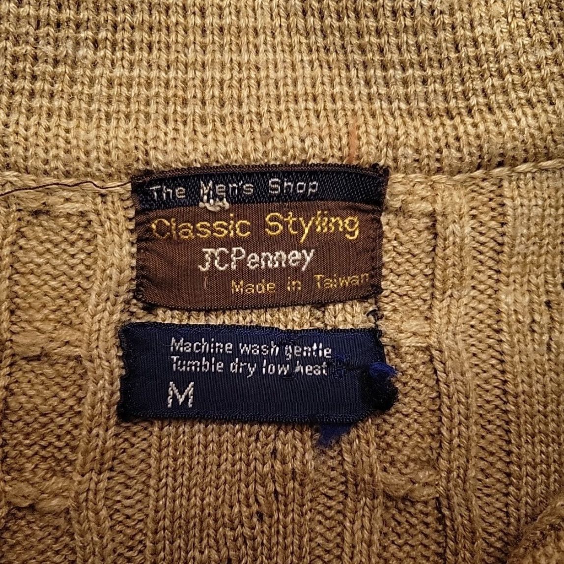 JCPenney VINTAGE JCPenney Sweater Mens M Tan Cable-Knit Fair Isle Outdoors Retro Preppy Men’s M Brown Casual V-Neck Knit Pullover Size US M / EU 48-50 / 2 - 4 Thumbnail