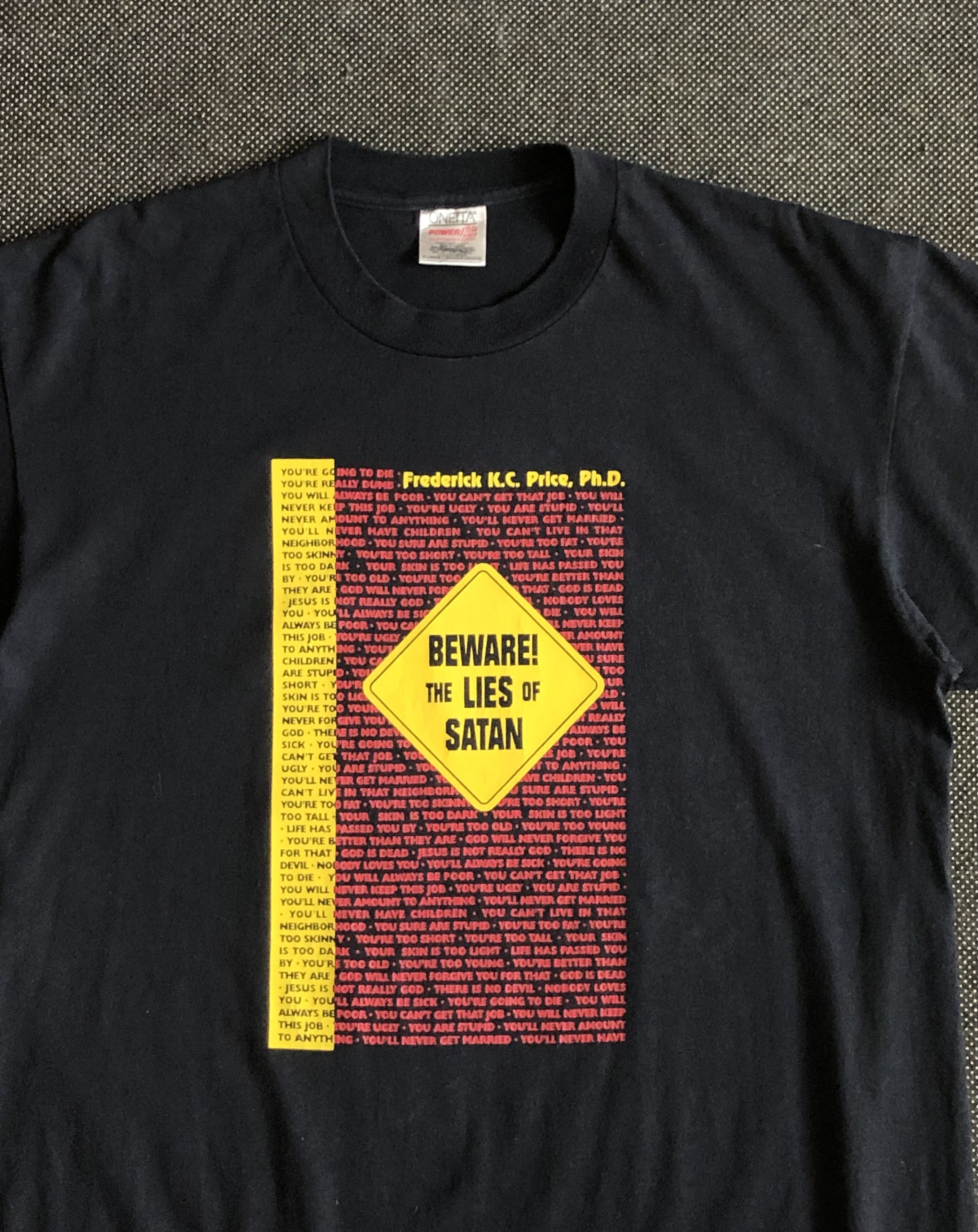 Vintage 90’S FREDERICK K.C. PRICE BEWARE LIES OF SATAN PROMO TEE Size US XL / EU 56 / 4 - 4 Thumbnail