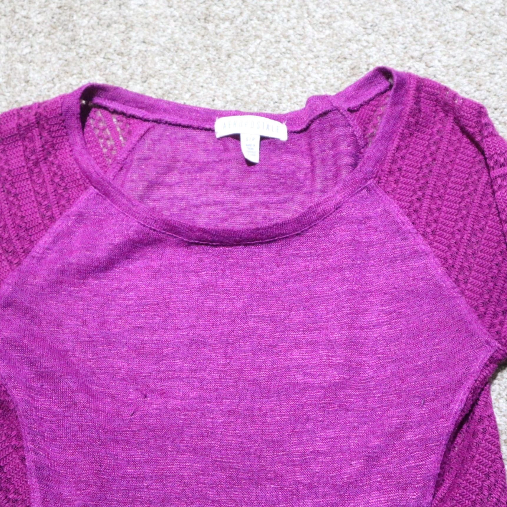 Aeropostale Aeropostale Solid Purple Stretch Shirt Long Sleeve Adult Women's Size S Small Size S / US 4 / IT 40 - 2 Thumbnail