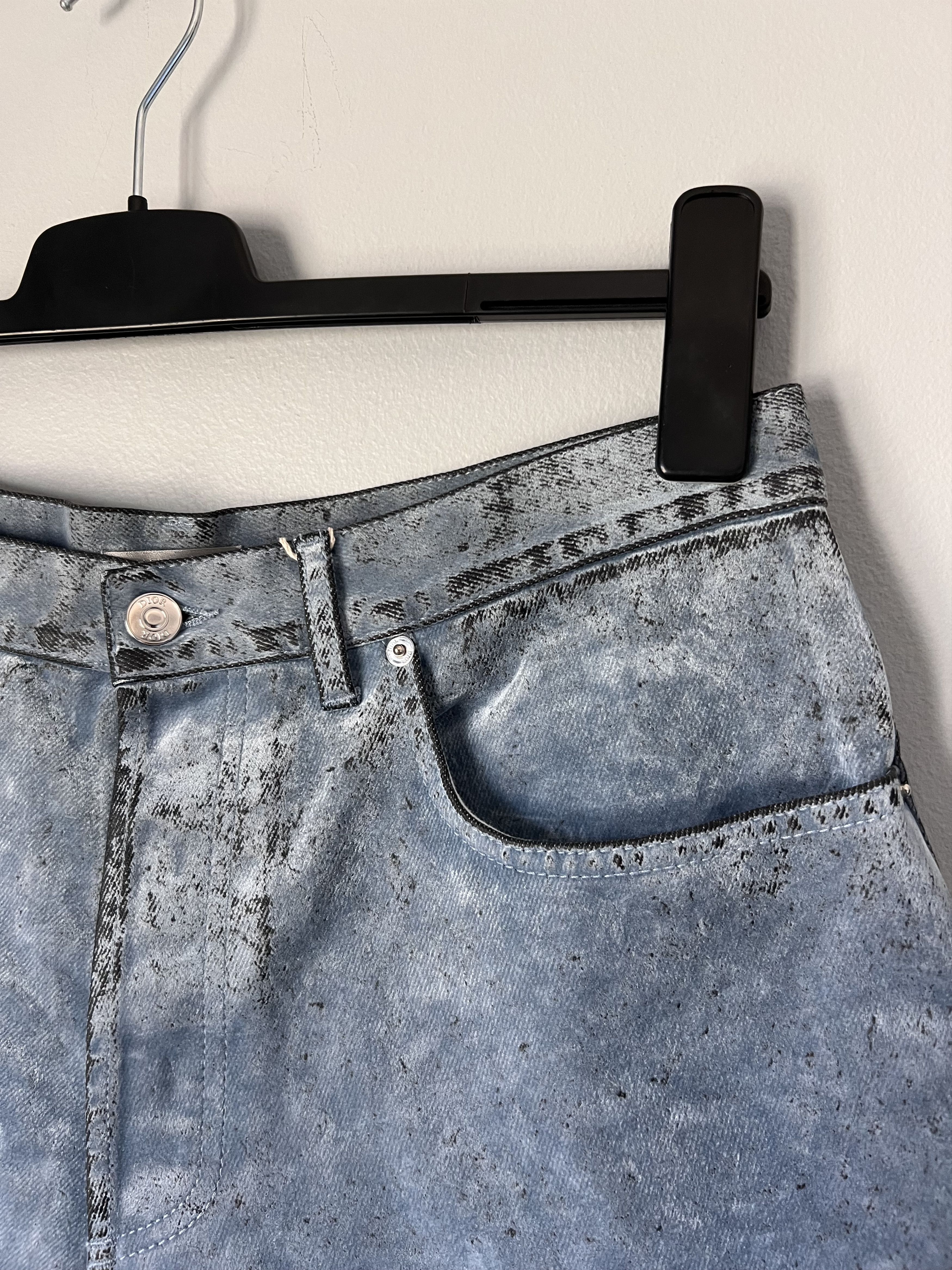 Dior × ERL Dior ERL Velour Distressed Shorts in Blue Size US 32 / EU 48 - 2 Thumbnail