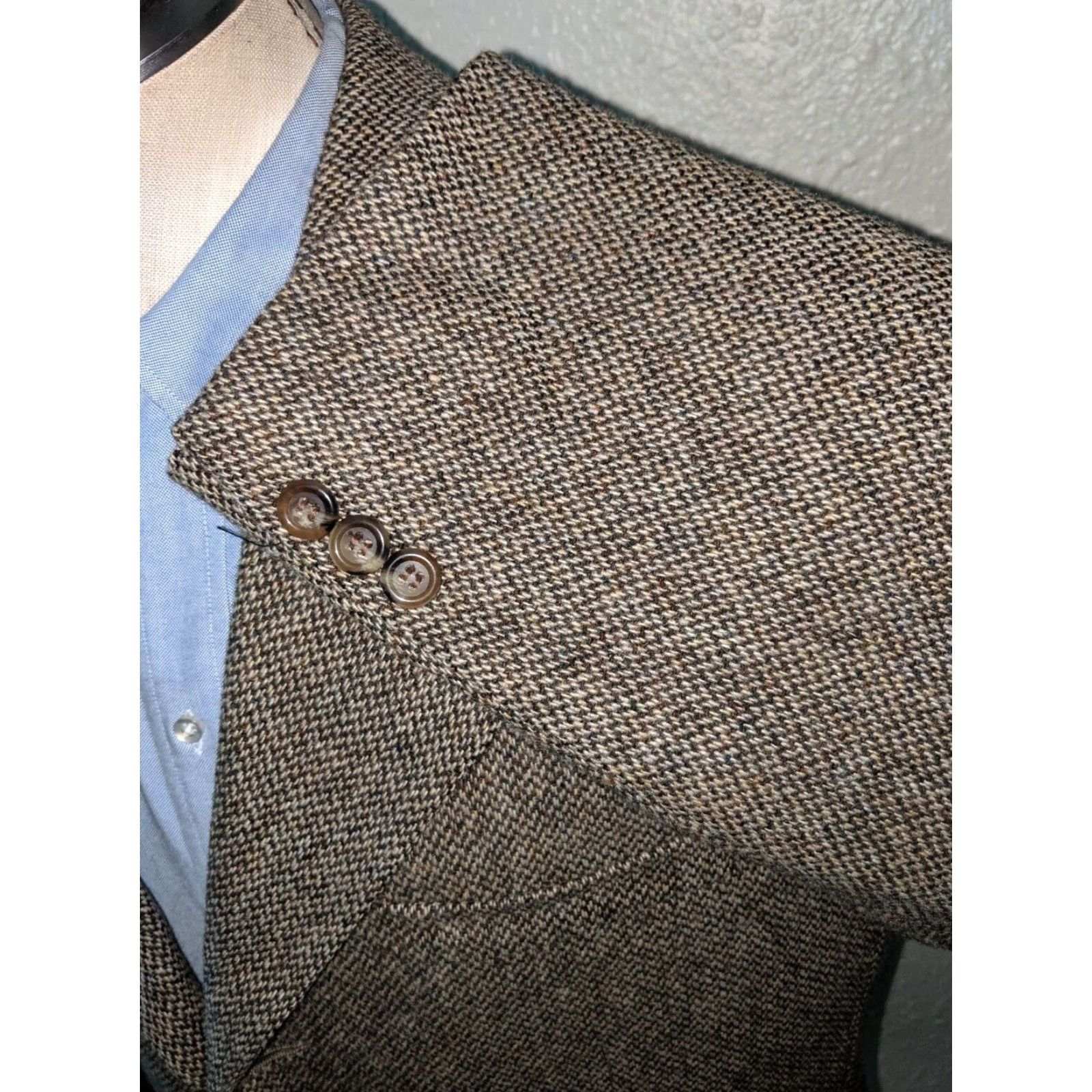 Vintage VINTAGE Today's Man Sport Coat Jacket 40R Wool Tweed Chevron Notch Lapel Three-Button Single-Breasted Brown Men's Blazer Coat Size 40R - 4 Thumbnail