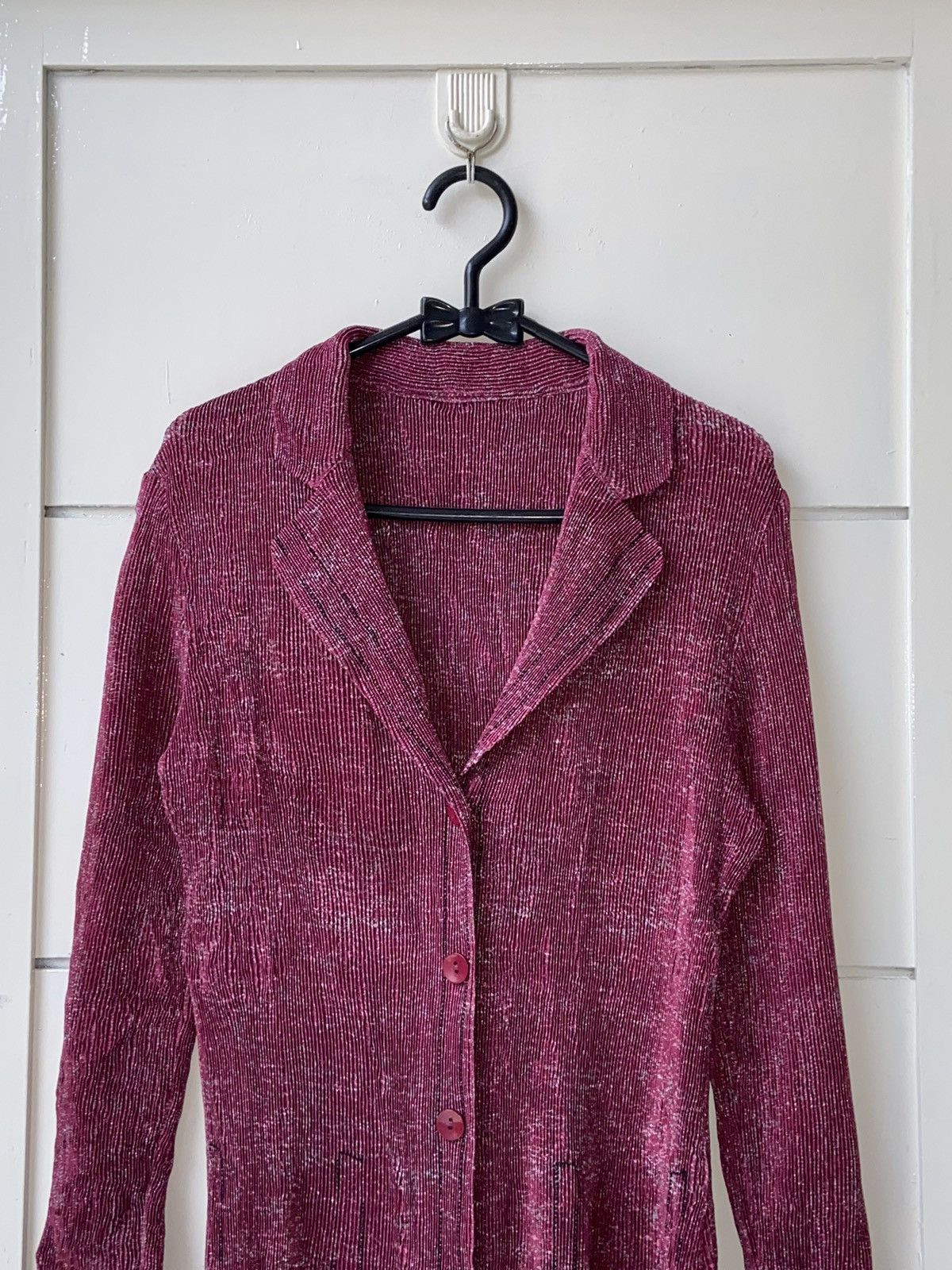 Designer × Japanese Brand COLLINEJARDIN Pink Pleats Blazers Size XS / US 0-2 / IT 36-38 - 2 Thumbnail