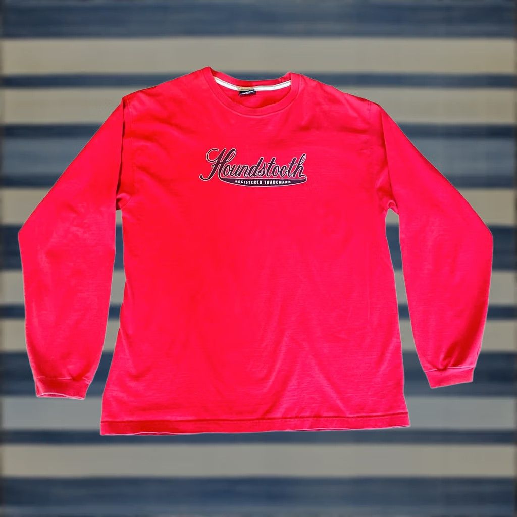 Vintage Houndstooth Men Red Pullover Sweatshirt Sweater Long Sleeve Large Made In USA Mens Regular Size L Size US L / EU 52-54 / 3 - 1 Thumbnail
