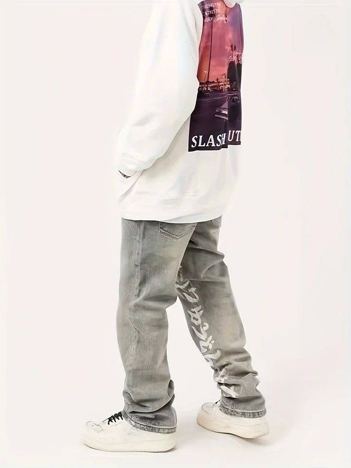 Japanese Brand × Vintage Long Jeans Graffiti Jeans Classic Straight Denim Wide-leg Size US 28 / EU 44 - 5 Thumbnail