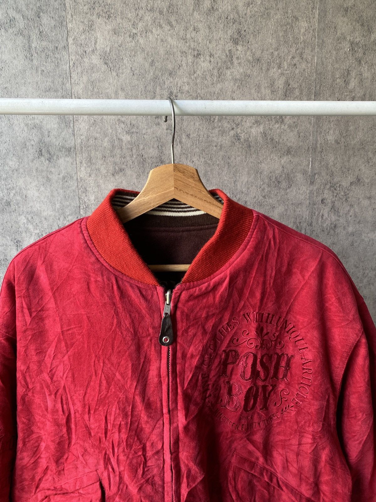 Japanese Brand F/W 1990 Posh Boy Reversible Wool Bomber Jacket Size US L / EU 52-54 / 3 - 13 Thumbnail