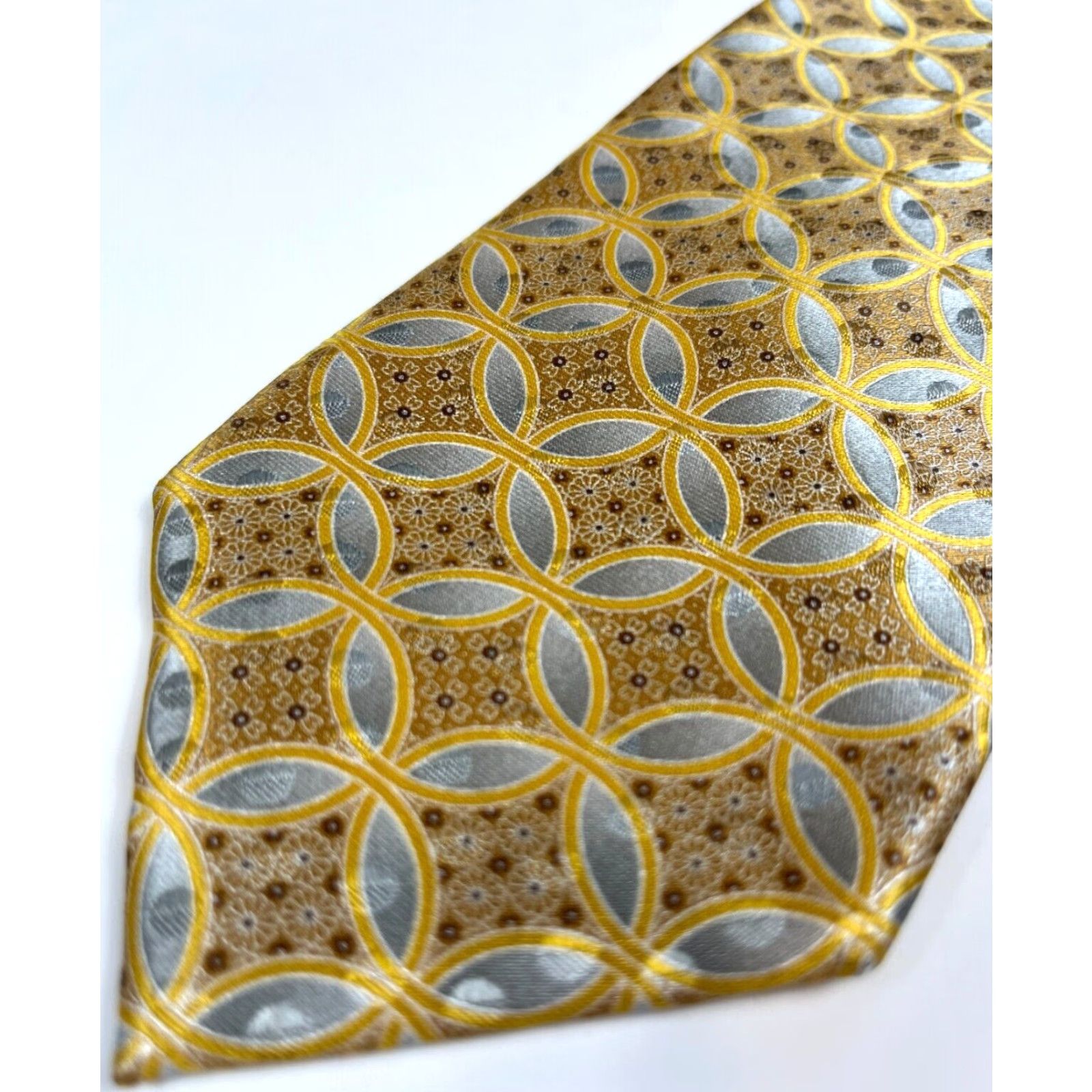 Ermenegildo Zegna Ermenegildo Zegna Men’s Luxury Silk Tie Foulard Made in Italy Gold 60.25" Long 3.5" Classic Width Size ONE SIZE - 5 Thumbnail