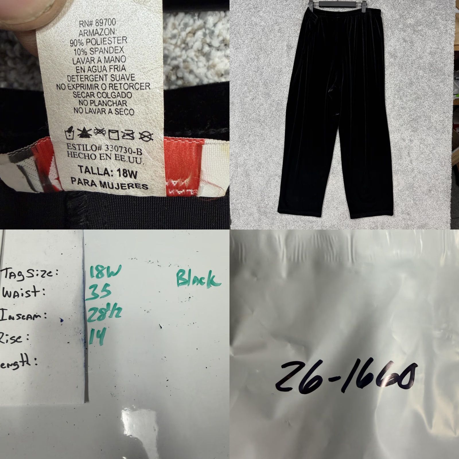 Vintage VINTAGE K&K Originals Dress Pants Womens 18W 35x28.5 Black Velvet Gothic USA Dress Pants Womens Plus Size 18W Black Velvet 90s Gothic Vintage Size 40" / US 18 - 8 Thumbnail