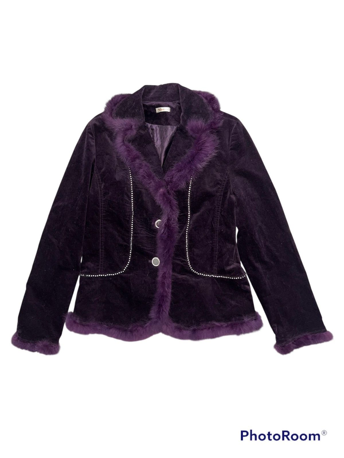 Anna Sui Velvet purple blazer with fur trim 🔮 Size M / US 6-8 / IT 42-44 - 3 Thumbnail