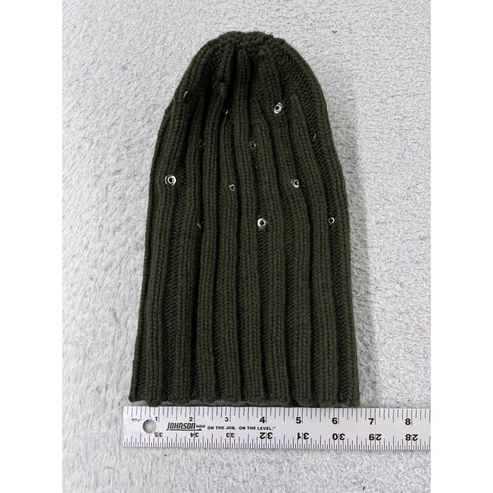 Banana Republic VINTAGE Banana Republic Beanie Knit Hat Womens One Size Green Beaded Ski Outdoor 90s Mens Womens Boys Girls Size ONE SIZE - 4 Thumbnail