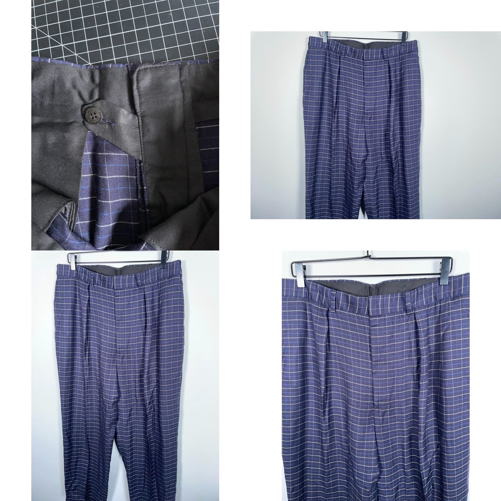 Polo Ralph Lauren VINTAGE Polo Ralph Lauren Wool Pleated Trousers Men 34 x 32 Blue Check Pants USA Made Size US S / EU 44-46 / 1 - 9 Thumbnail