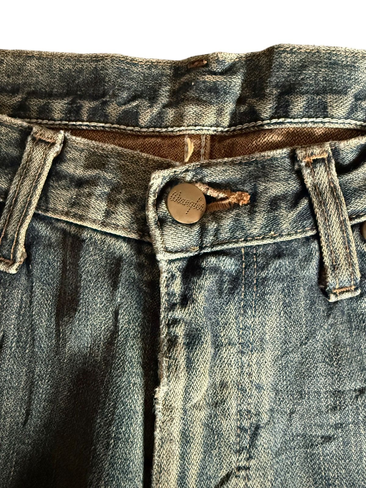 Wrangler VINTAGE WRANGLER BLUE RIPPED DISTRESSED JEANS DENIM PANTS Size US 28 / EU 44 - 3 Thumbnail