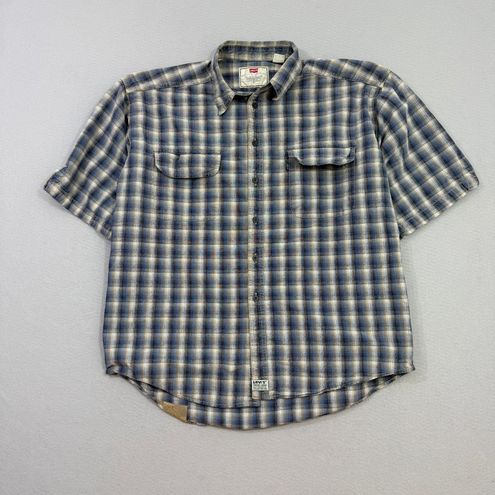 Levi's Vintage Levis Denim Plaid Short Sleeve Button Shirt Men's XL Size US XL / EU 56 / 4 - 1 Thumbnail