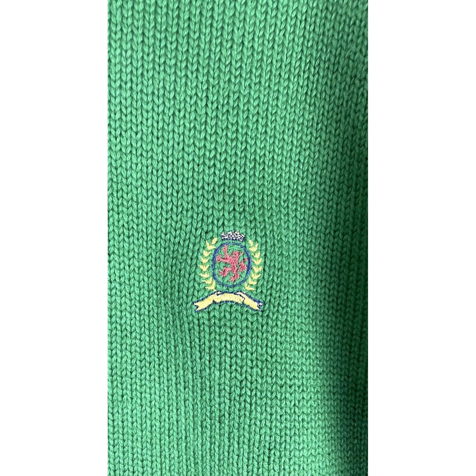 Tommy Hilfiger Tommy Hilfiger Sweater Mens Large Green Crewneck Cotton Knit Pullover Crest Logo Size US L / EU 52-54 / 3 - 2 Thumbnail