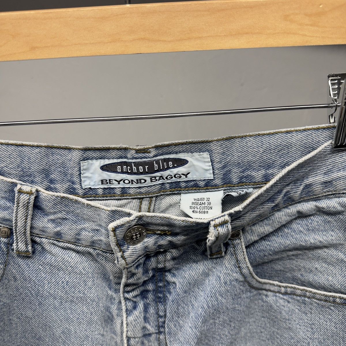 Vintage 90s Thrashed Faded Baggy Wide Leg Jeans ERD Grunge Chrome Size US 32 / EU 48 - 5 Thumbnail