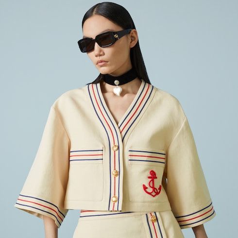 Gucci o1loc1c0226 744716 Cotton Linen Gauze Shirt in Ivory Size M / US 6-8 / IT 42-44 - 3 Thumbnail