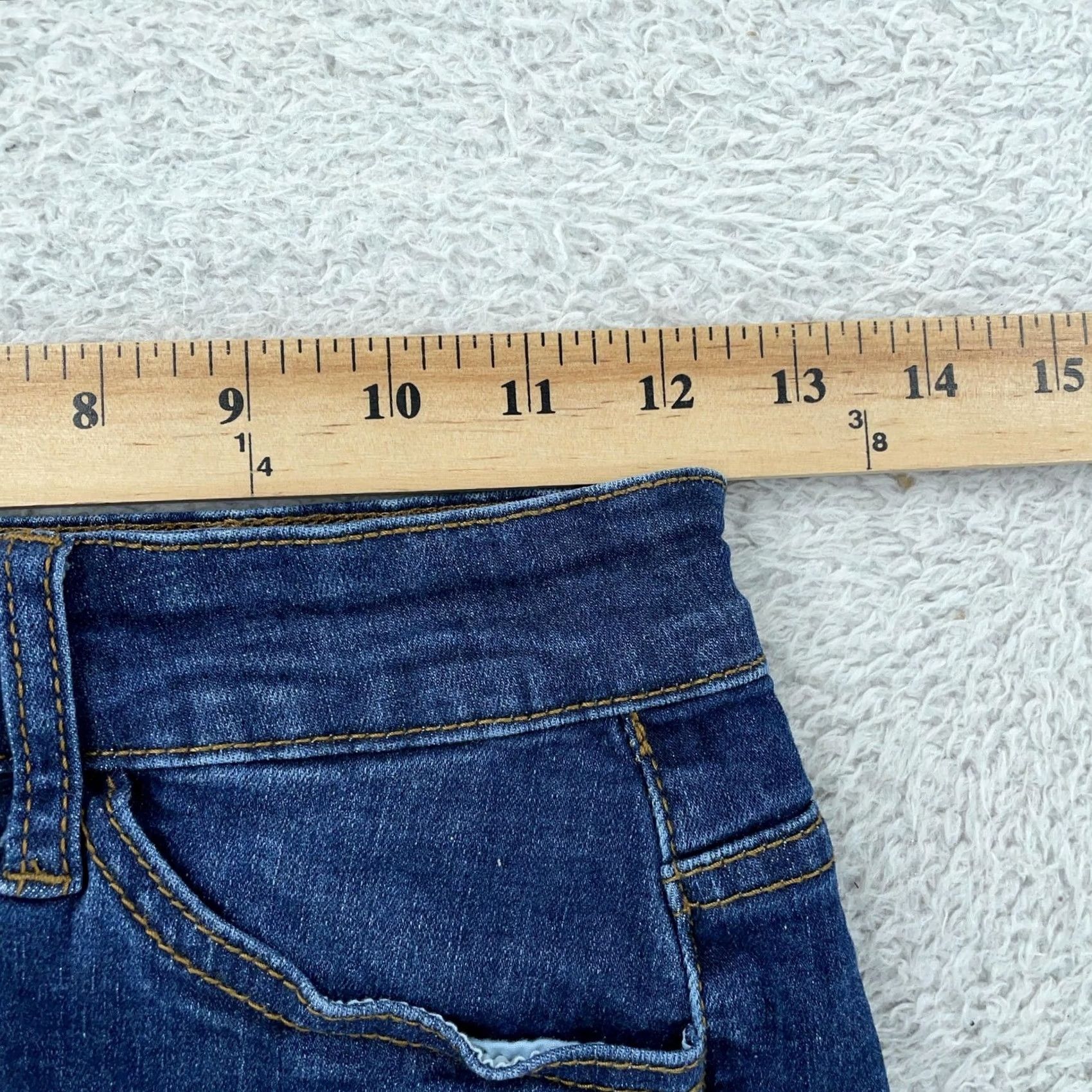 Vintage KanCan Womens 25 3/25 Blue Distressed Cuffed Stretch Denim Jean Dark Wash Shorts Size 42" / US 20 - 3 Thumbnail