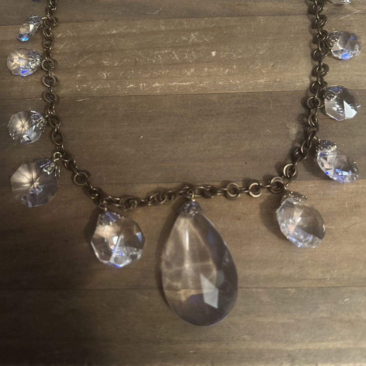 Vintage Vintage signed bronze tone chunky crystal dangle necklace Size ONE SIZE - 3 Thumbnail